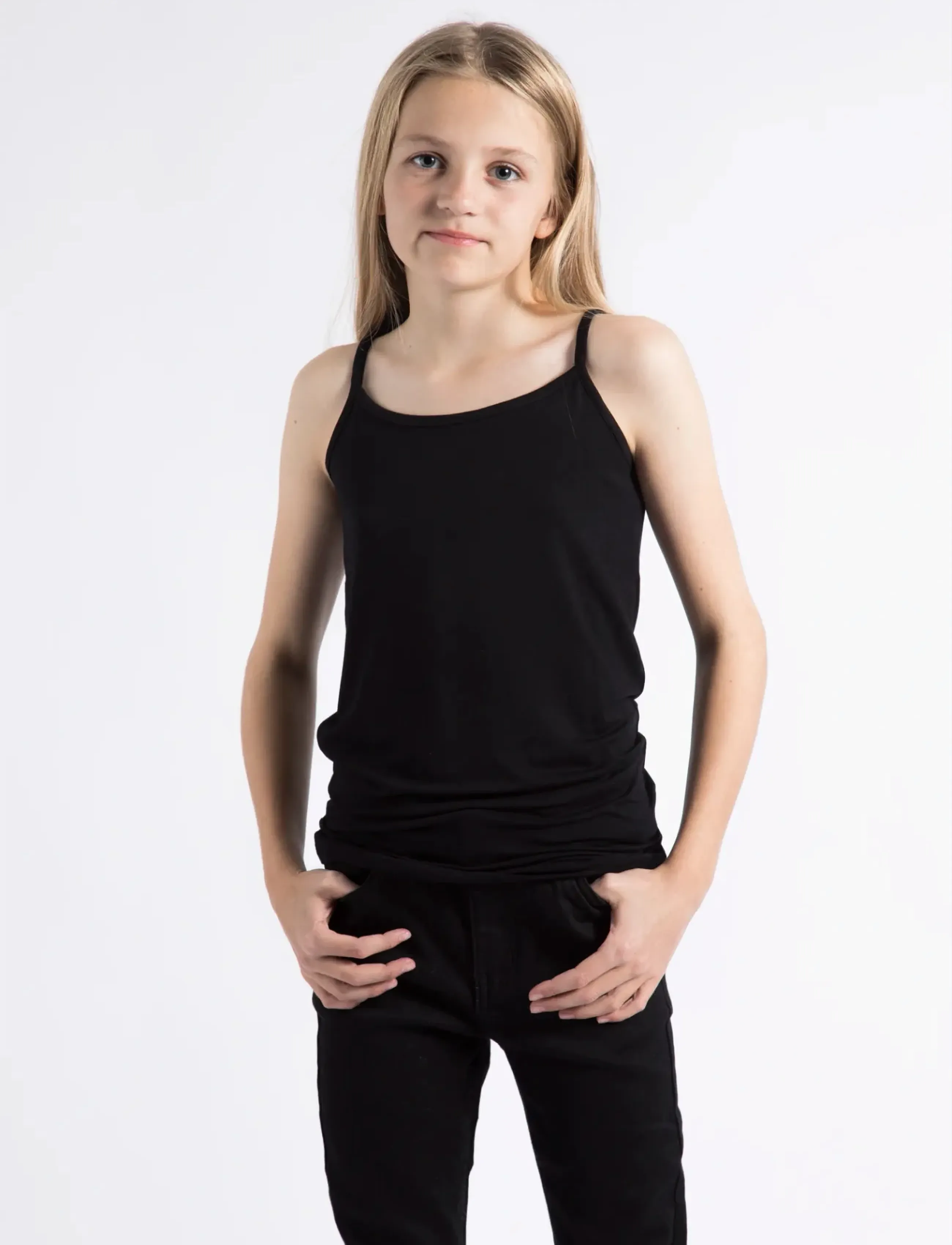 The New Basic Tank Top Noos, Børn, Basic Camisole, Sort, Str: 146/152