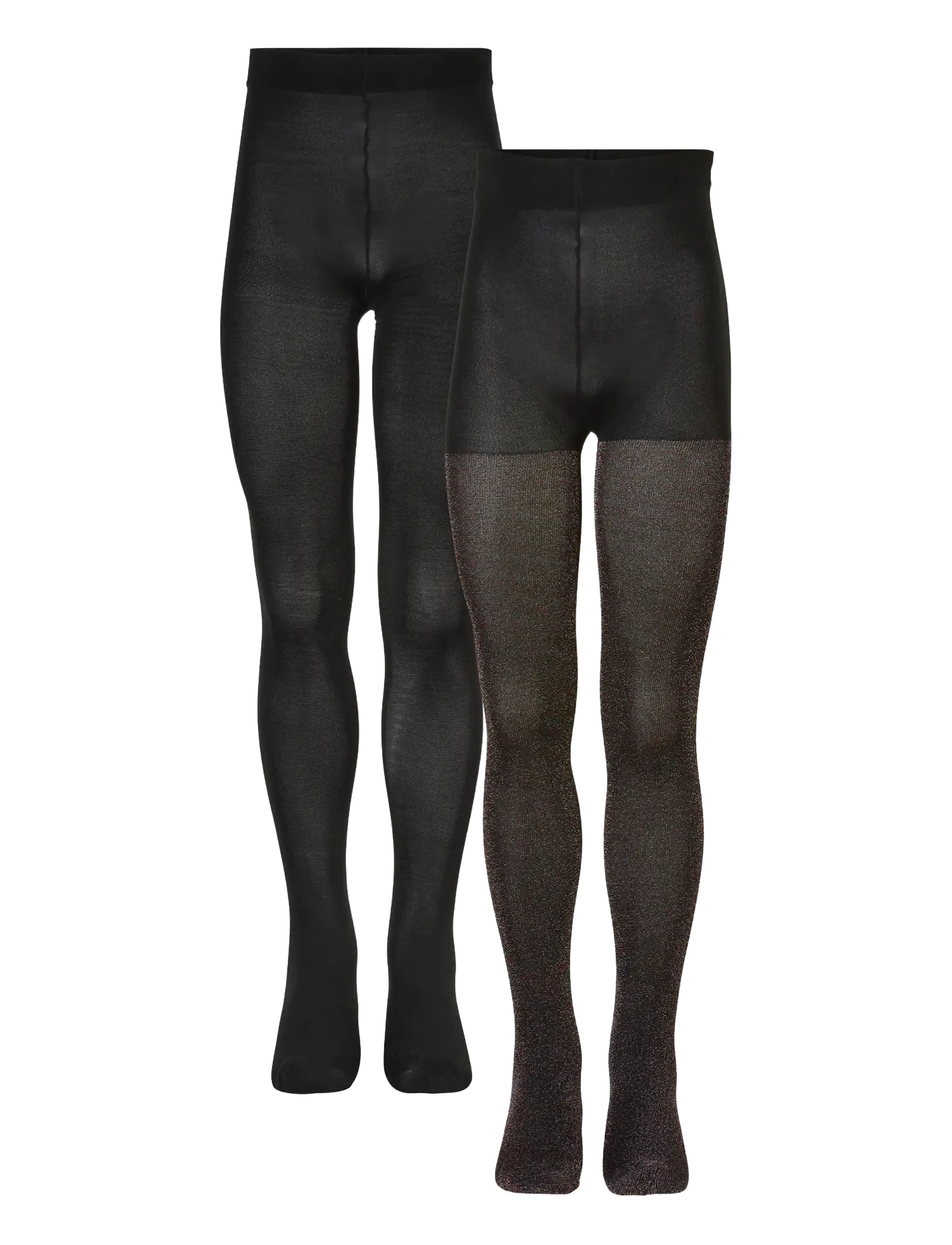 2-pack Tights Black Glitter / Solid str. 15/16år
