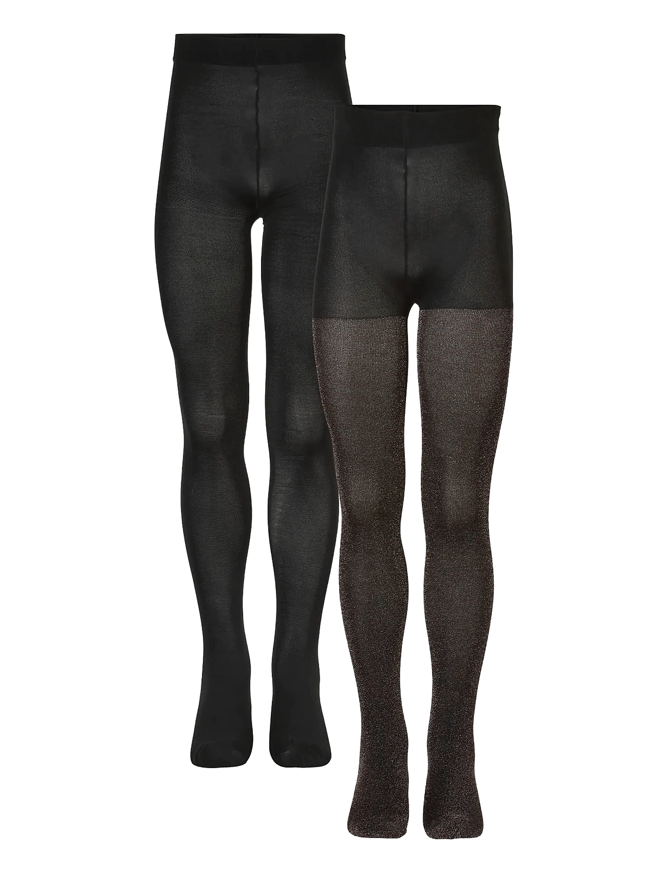 2-pack Tights Black Glitter / Solid str. 15/16år