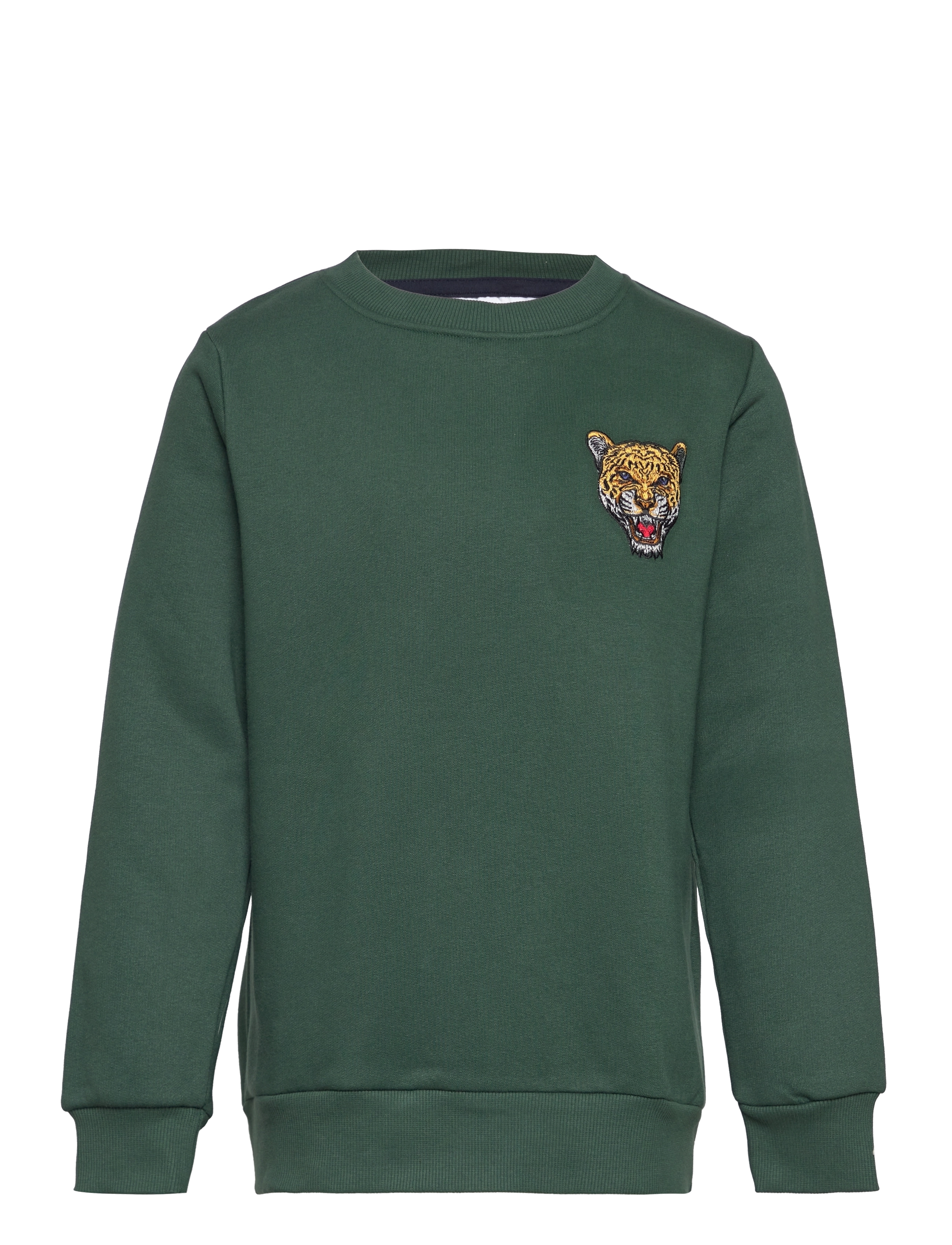 The New Tndavid Sweatshirt, Børn, Leopard Patch Sweatshirt, Grøn, Str: 98-104