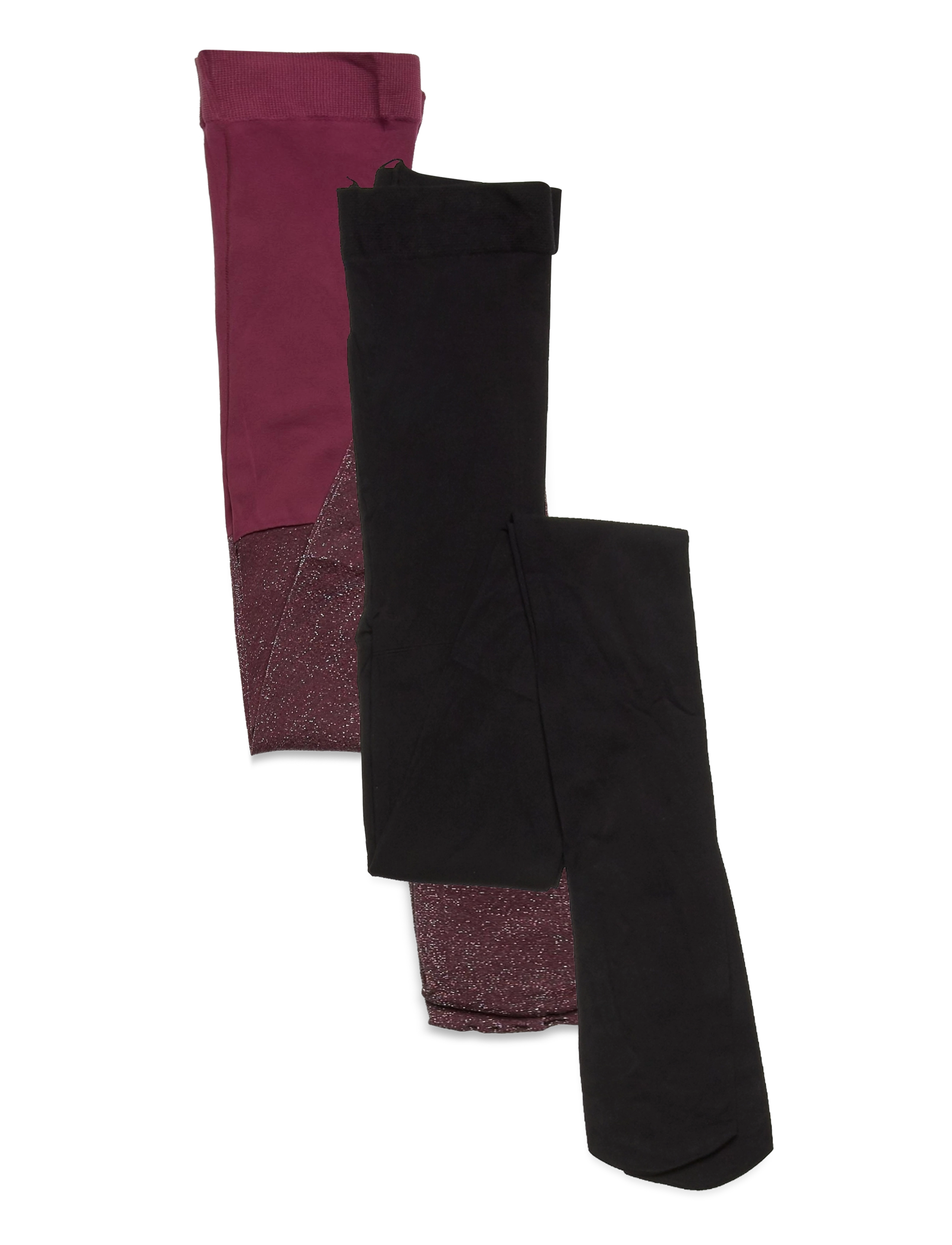 2-PACK TIGHTS GLITTER/SOLID - MAROON