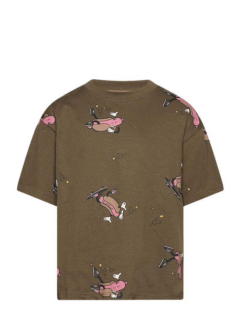 The New - TNLex OS S_S Tee - kortärmade t-shirts - ivy green hot dog aop - 0