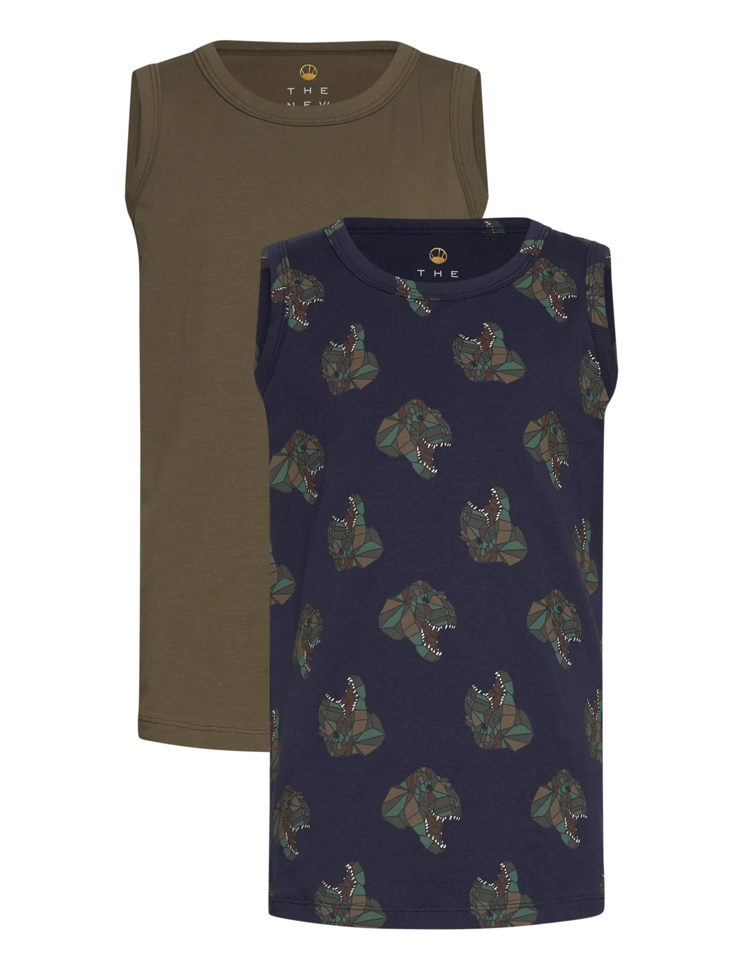 The New Tnthe New Tank Top 2-Pack, Børn, Børne Tanktop 2-Pak, Kakigrøn, Str: 170/176
