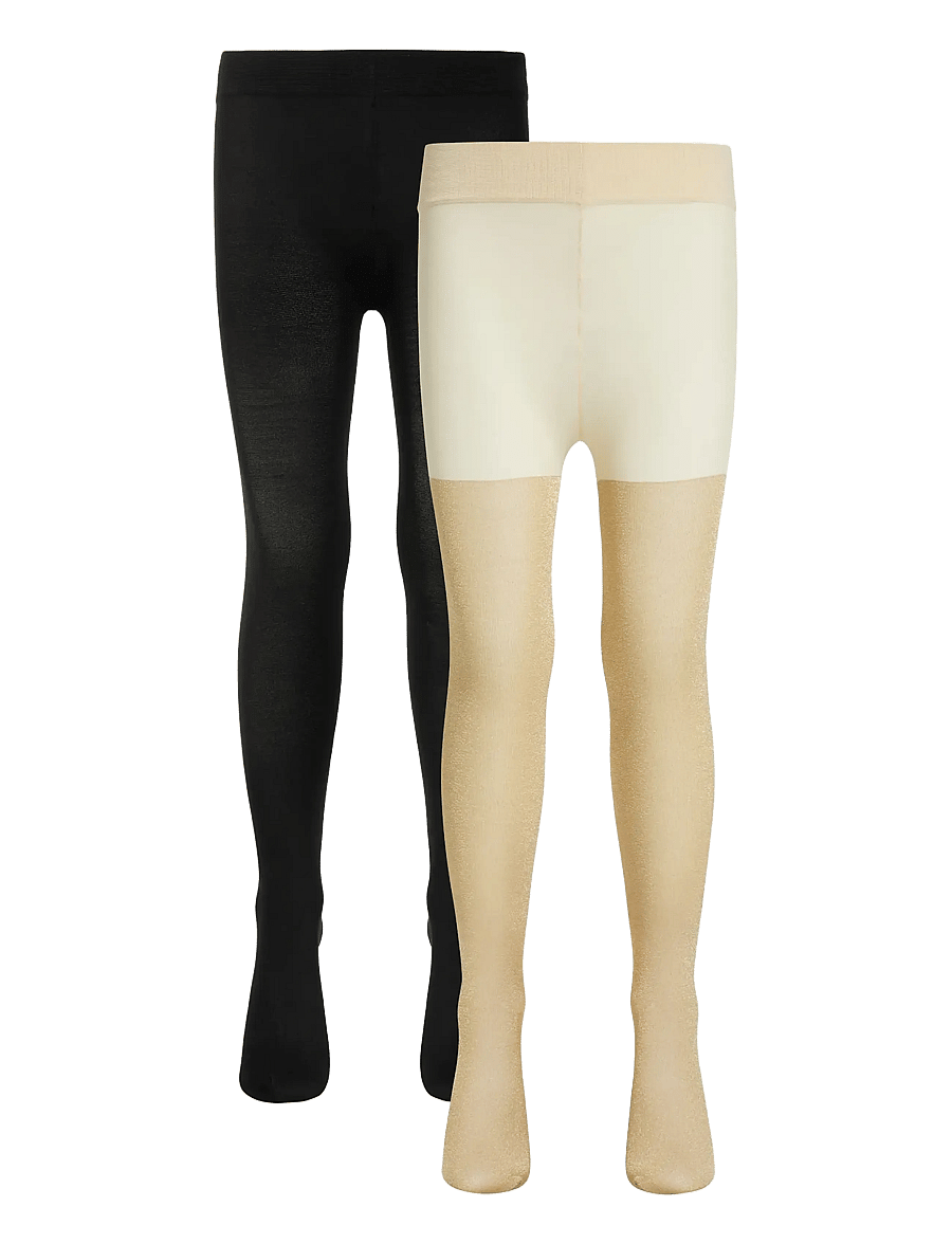The New - 2-PACK TIGHTS GLITTER/SOLID - strumpfhosen - gold glitter - 0