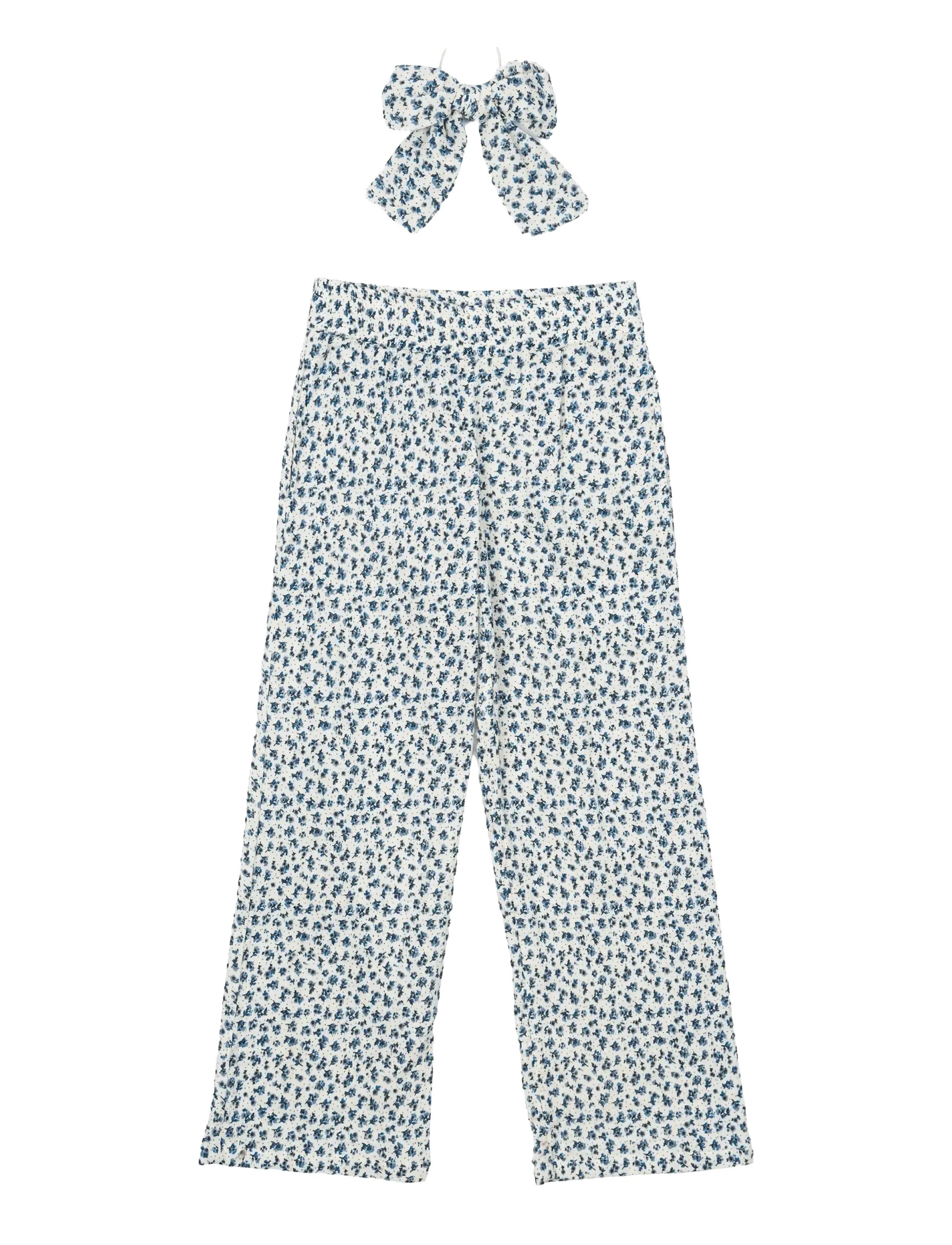 The New TNNiki Wide Pants - Bukser - WHITE SWAN AOP / white