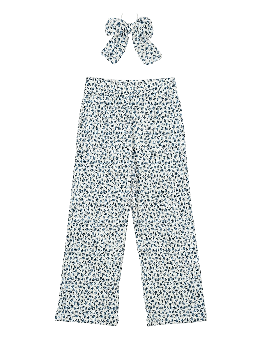 The New - TNNiki Wide Pants - buxur - white swan aop - 1