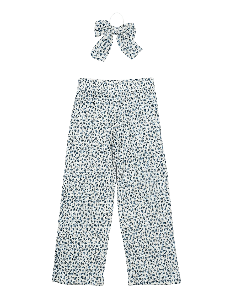 The New - TNNiki Wide Pants - buxur - white swan aop - 2