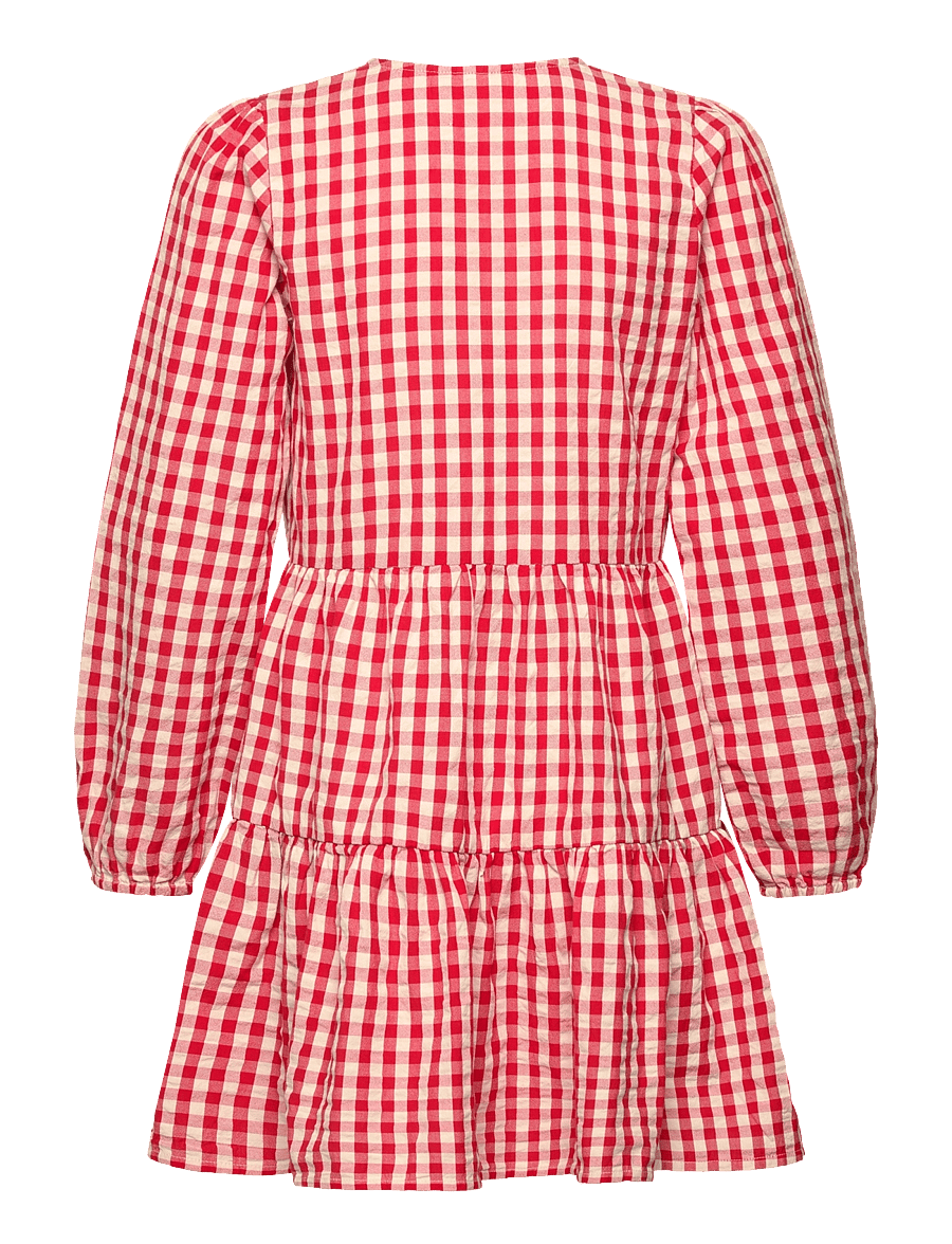 The New - TNNally L_S Dress - langärmelige freizeitkleider - poppy red check - 2