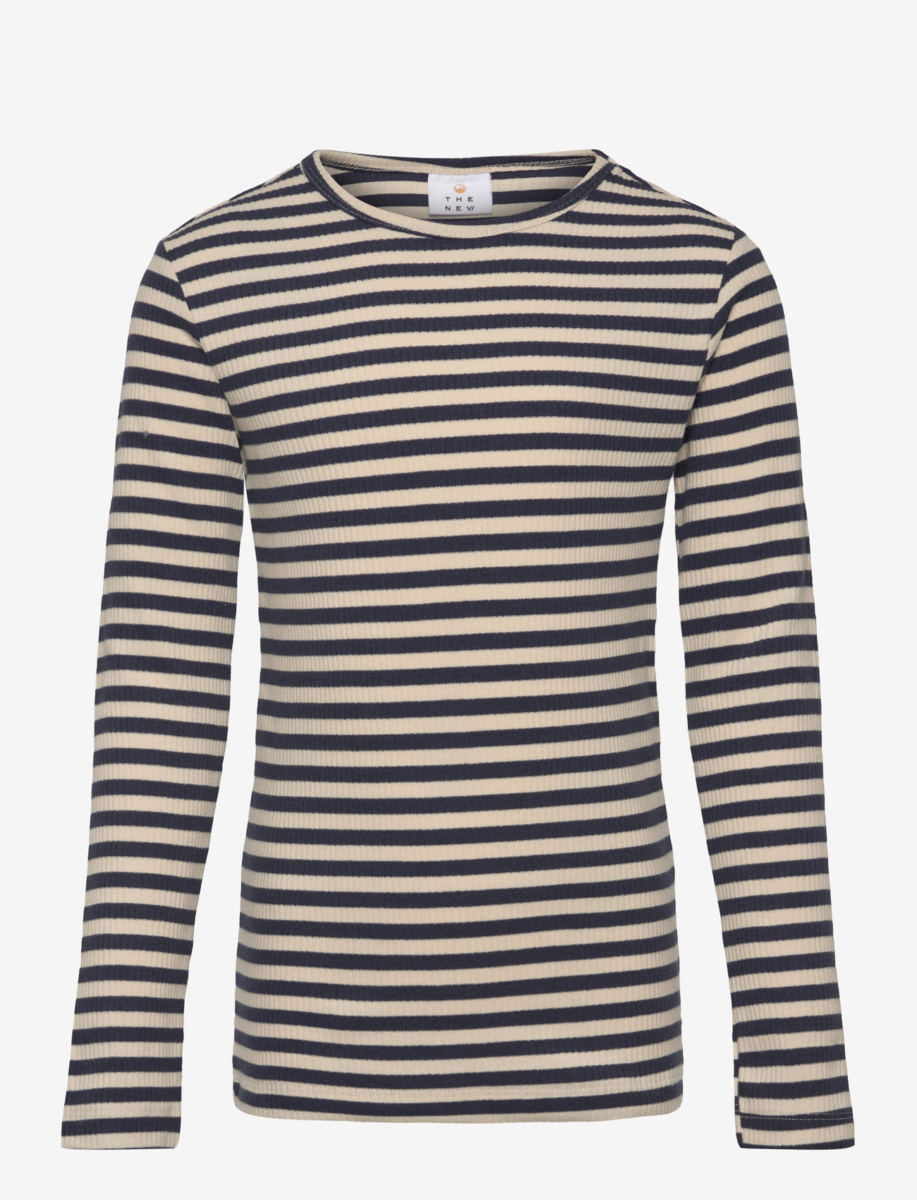 The New - TNMoore Uni L_S Rib Tee - langærmede t-shirts - mood indigo striped - 0