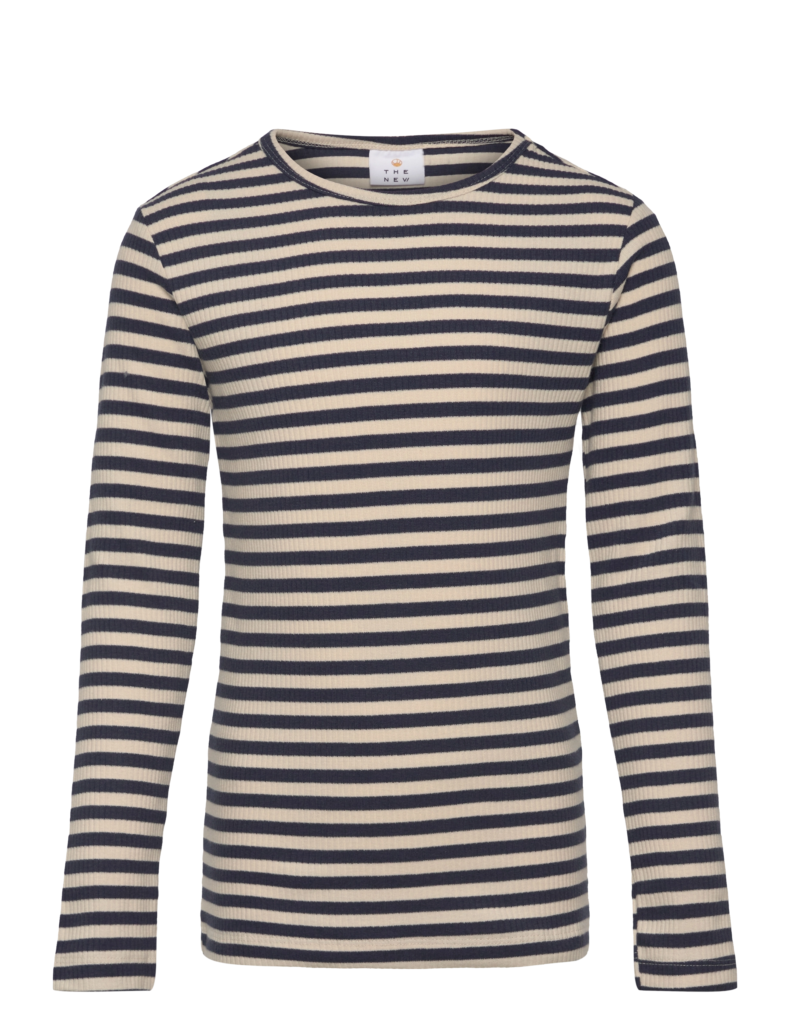 The New TNMoore Uni L_S Rib Tee - Kleidung - MOOD INDIGO STRIPED / navy