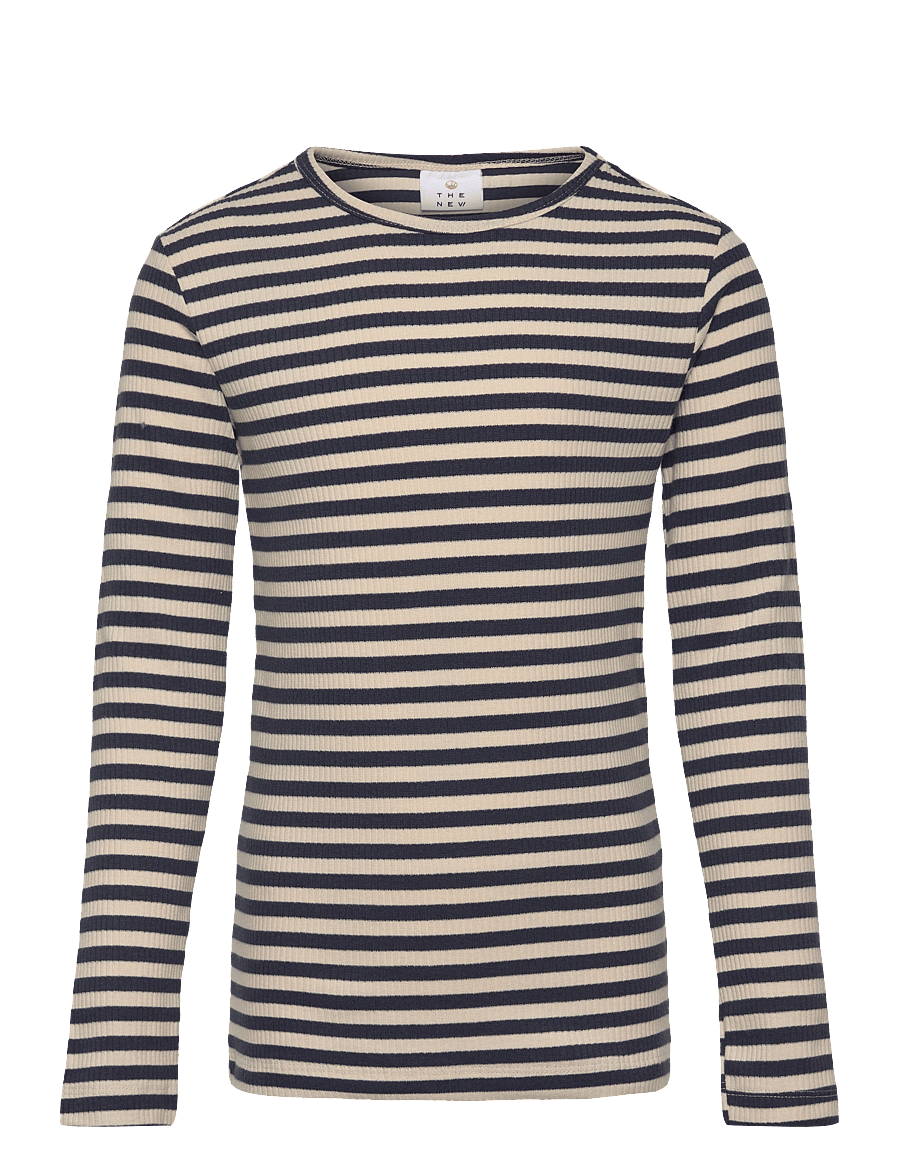 The New - TNMoore Uni L_S Rib Tee - pikkade varrukatega t-särgid - mood indigo striped - 0