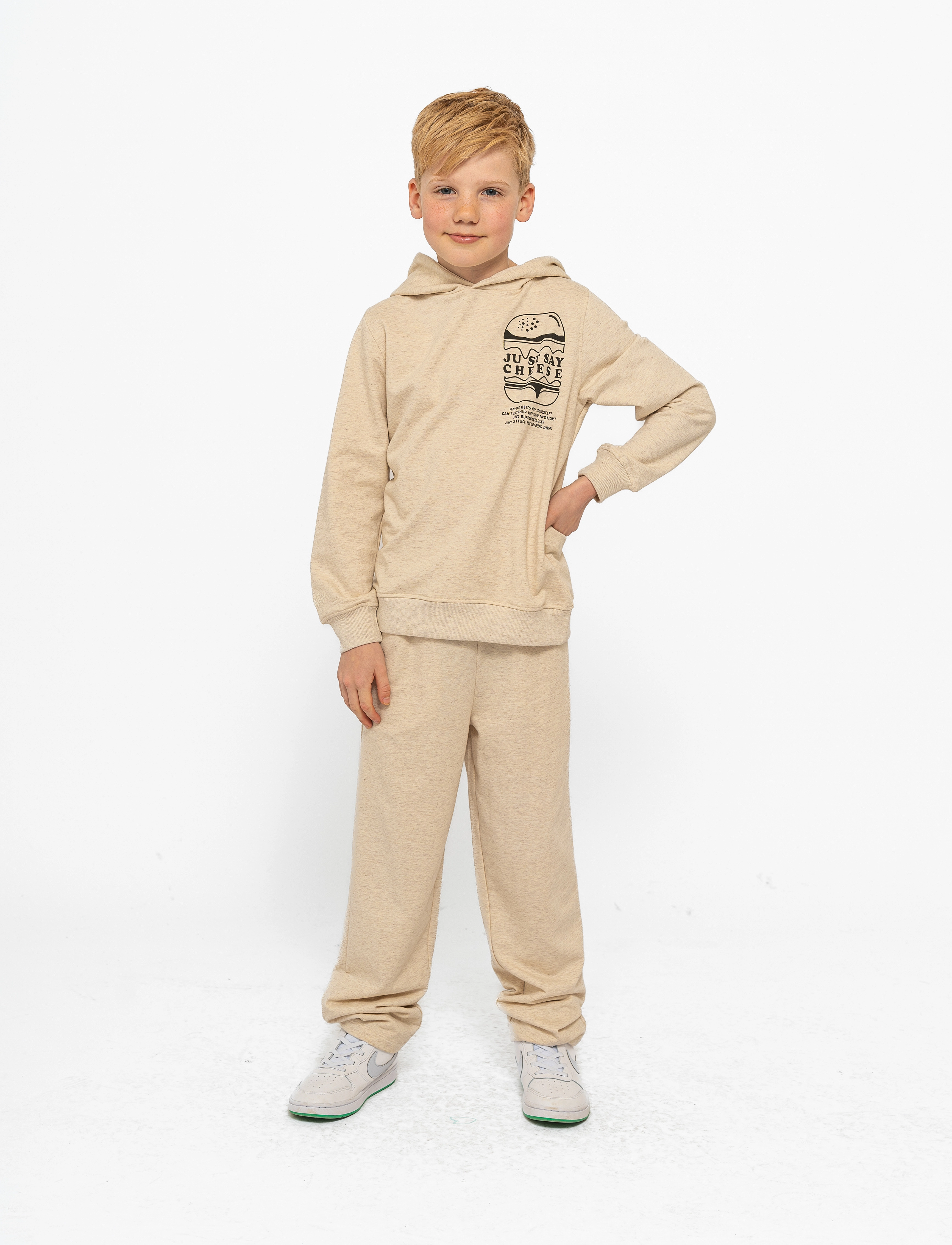 The New Tnniko Uni Melange Sweatpants, Børn, Lige Ben Sweatpants, Beige, Str: 146/152