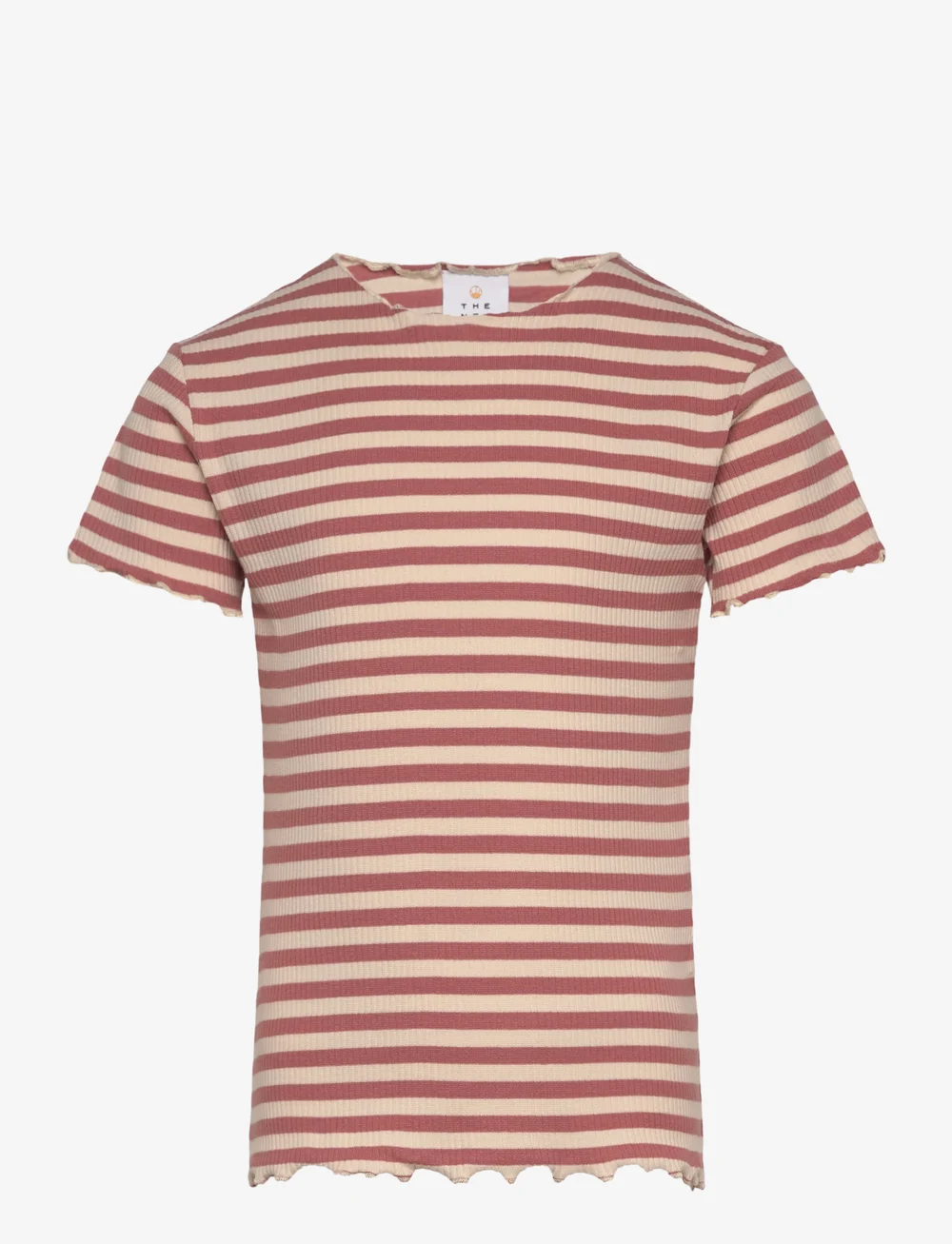 The New - TNMoore S_S Collar Rib Tee - kortärmade t-shirts - old rose striped - 0