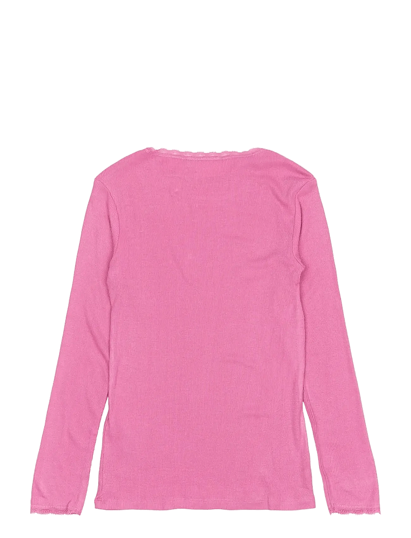 The New - TNLotus L_S Rib Tee - långärmade t-shirts - ibis rose - 1