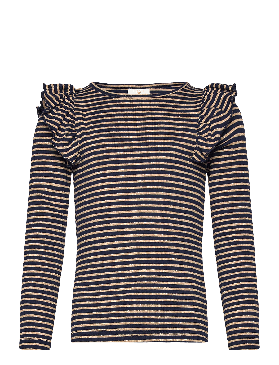 The New - TNPriscilla L_S Rib Tee - langærmede t-shirts - navy blazer striped - 1