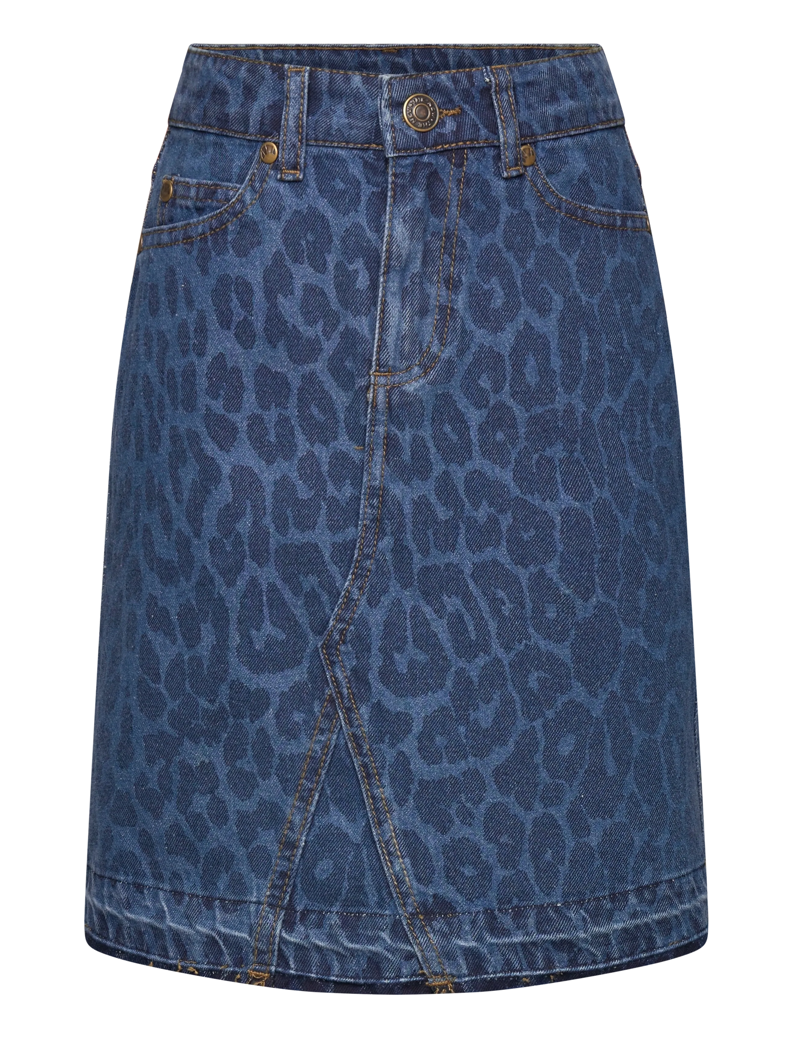 The New Tnprima Denim Skirt, Børn, Leopardmønstret Denim Nederdel, Blå, Str: 98/104