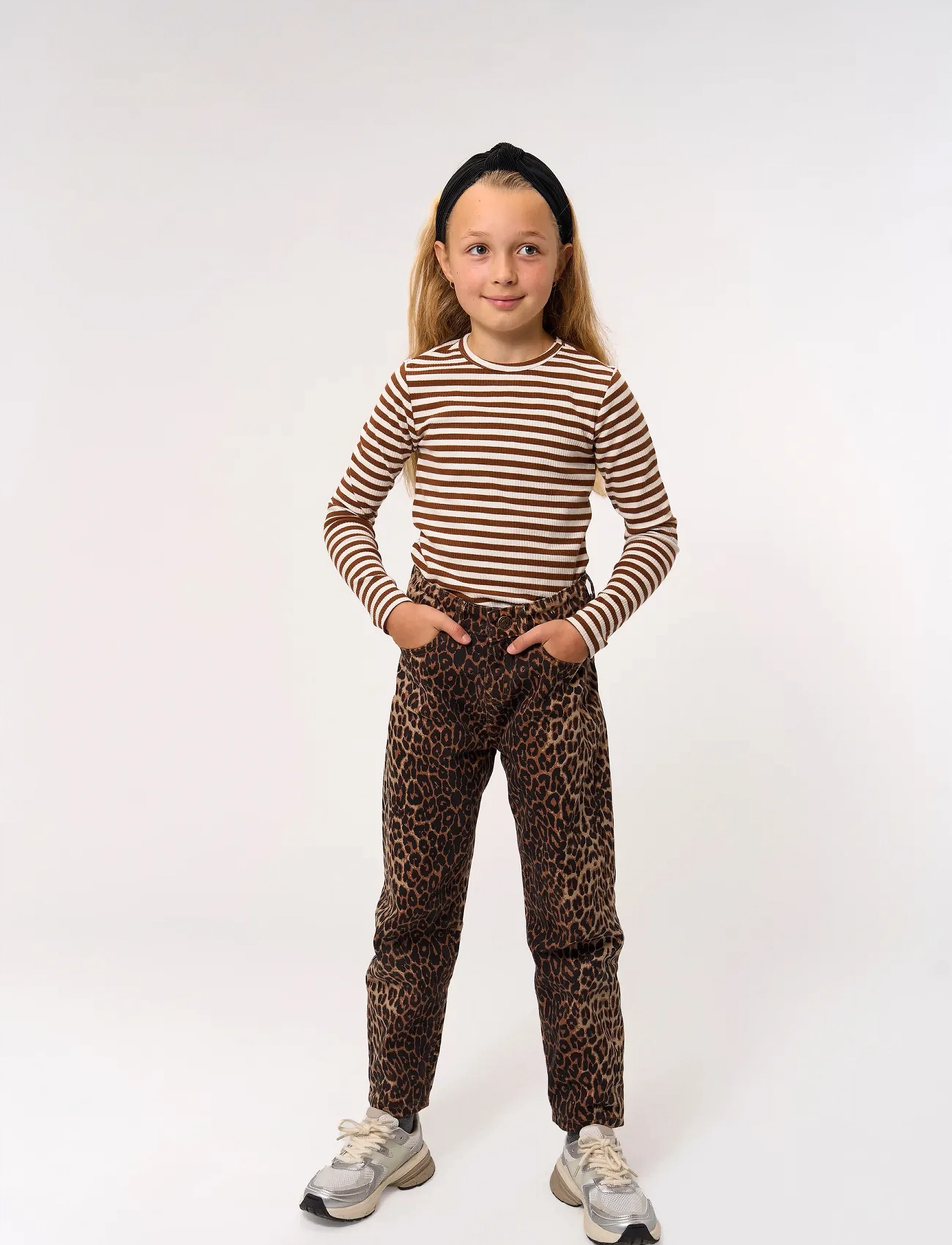 The New Tnpanya Mom Fit Jeans, Børn, Leopard Print Mom Fit Jeans, Brun, Str: 98/104
