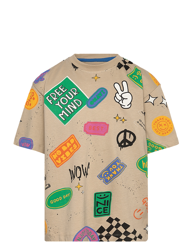 The New - TNPete OS S_S Tee - kortærmede t-shirts - humus aop - 0