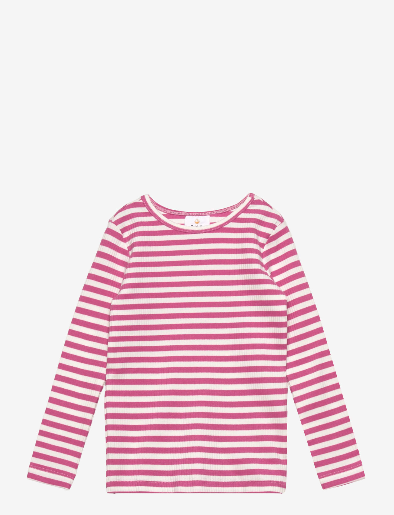 The New - TNMoore L_S Rib Tee - langærmede t-shirts - ibis rose striped - 0