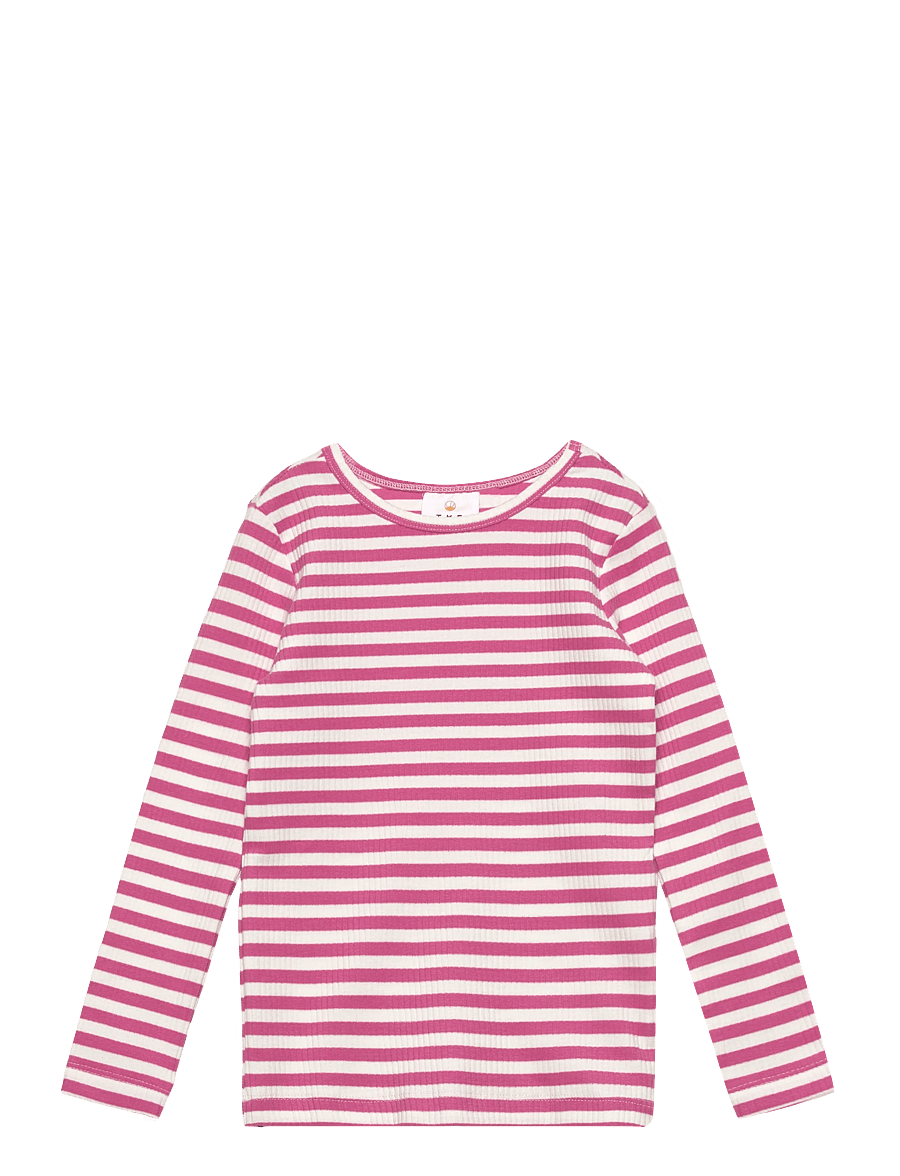 The New - TNMoore L_S Rib Tee - langærmede t-shirts - ibis rose striped - 0
