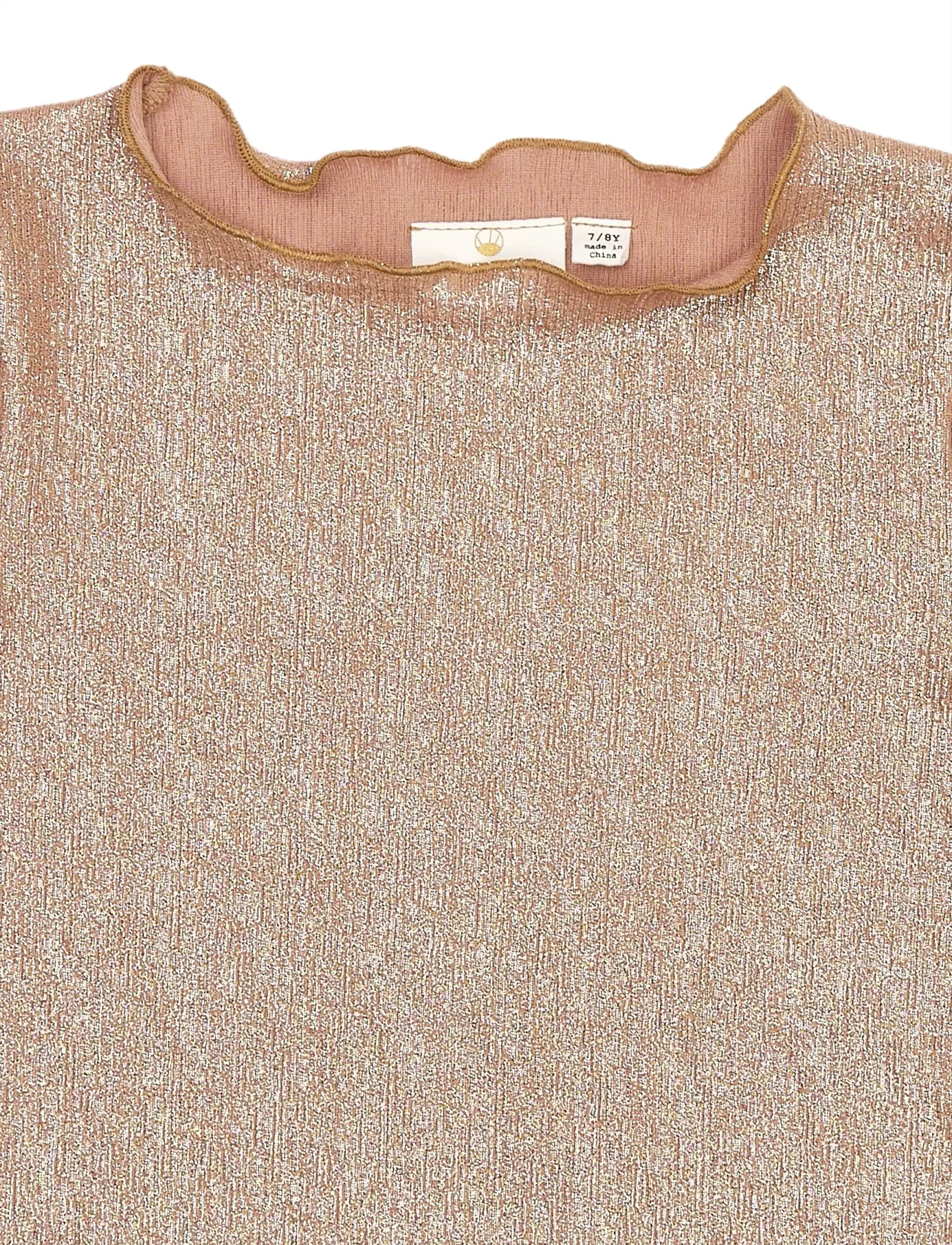 The New - TNRosalind L_S Glitter Tee - toppar & t-shirts - gold - 4