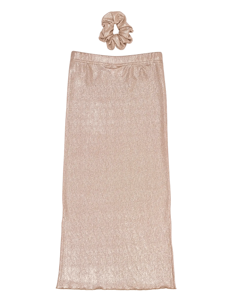The New - TNRosalind Long Glitter Skirt - maxi skirt - gold - 1