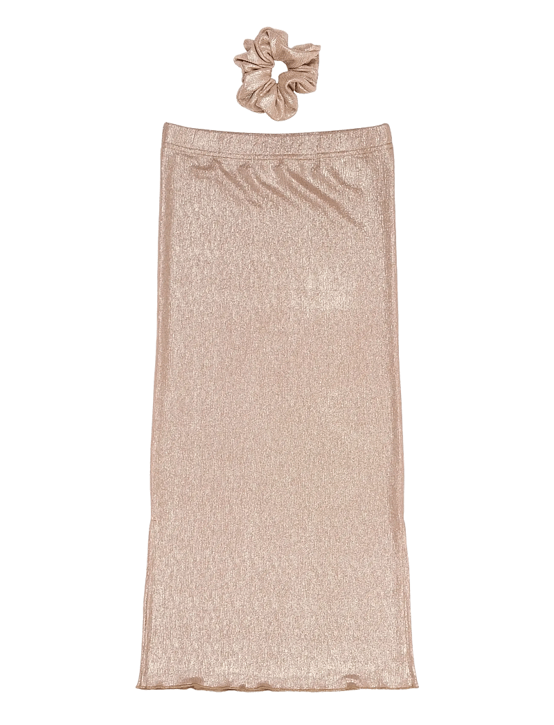 The New - TNRosalind Long Glitter Skirt - maxi skirt - gold - 2