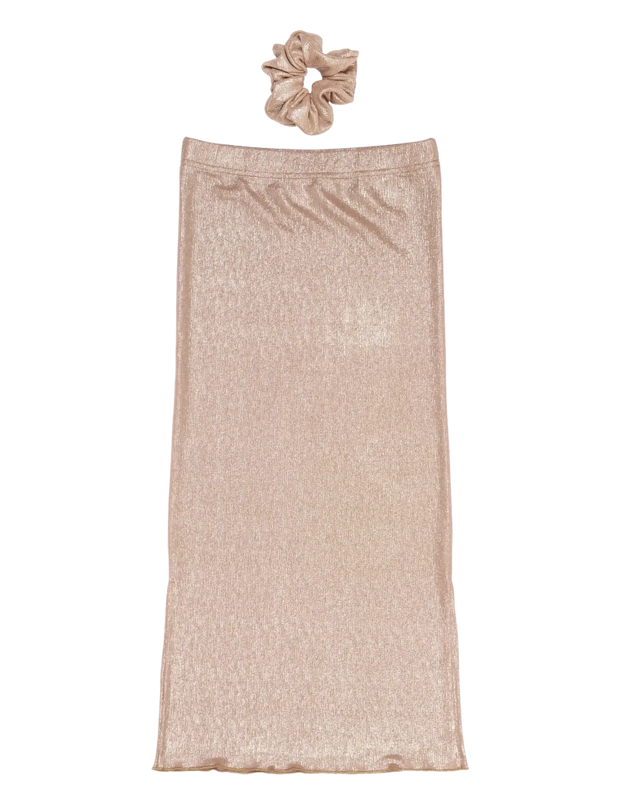 The New - TNRosalind Long Glitter Skirt - nederdele - gold - 2