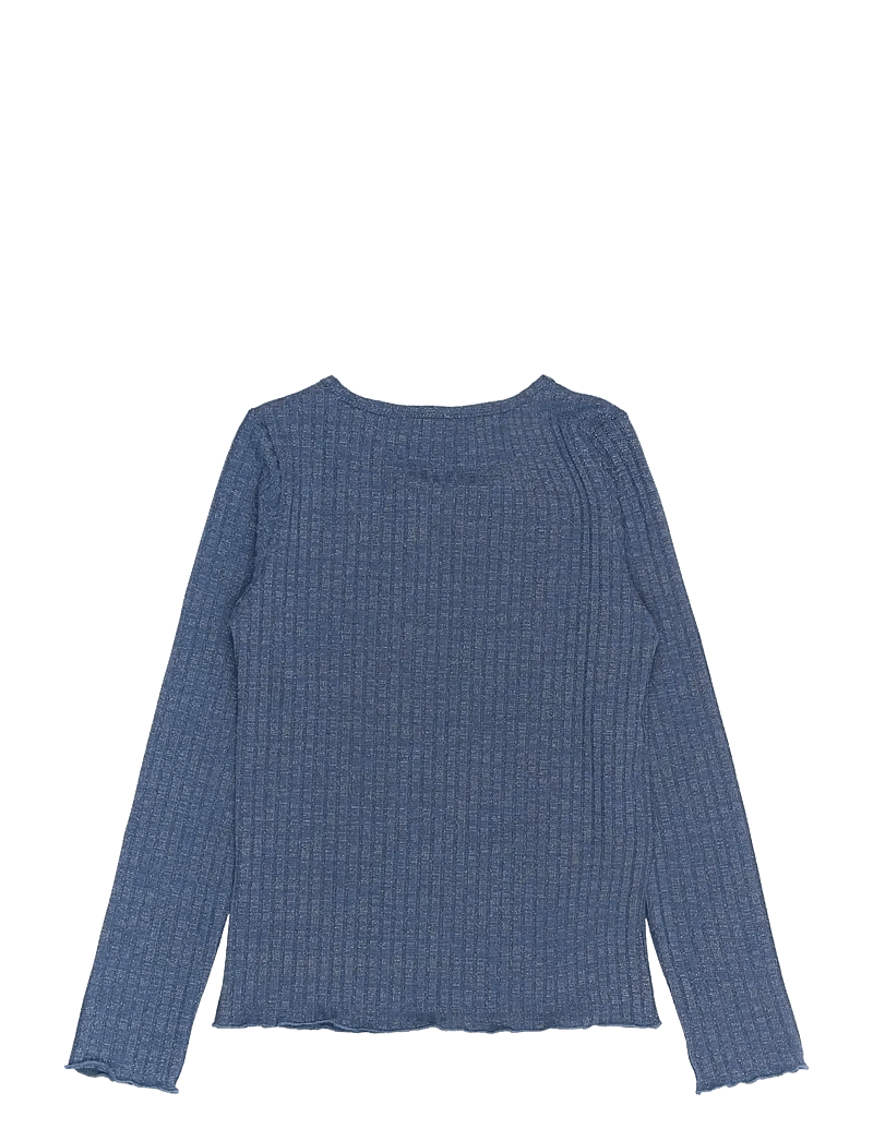 The New - TNRina L_S Glitter Rib Tee - långärmade t-shirts - navy blazer - 2