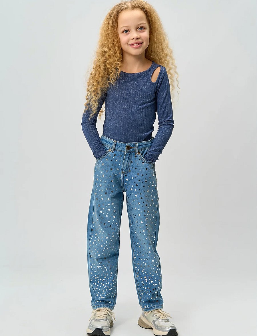 The New - TNRina L_S Glitter Rib Tee - toppar & t-shirts - navy blazer - 0