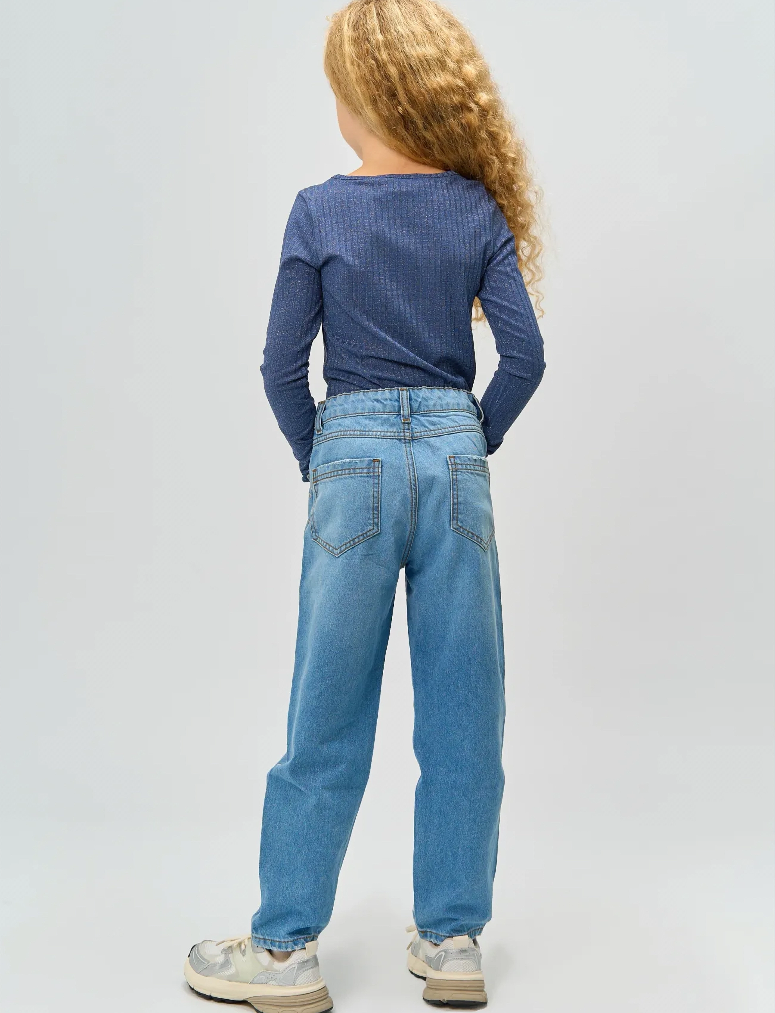 The New - TNRina L_S Glitter Rib Tee - toppar & t-shirts - navy blazer - 4