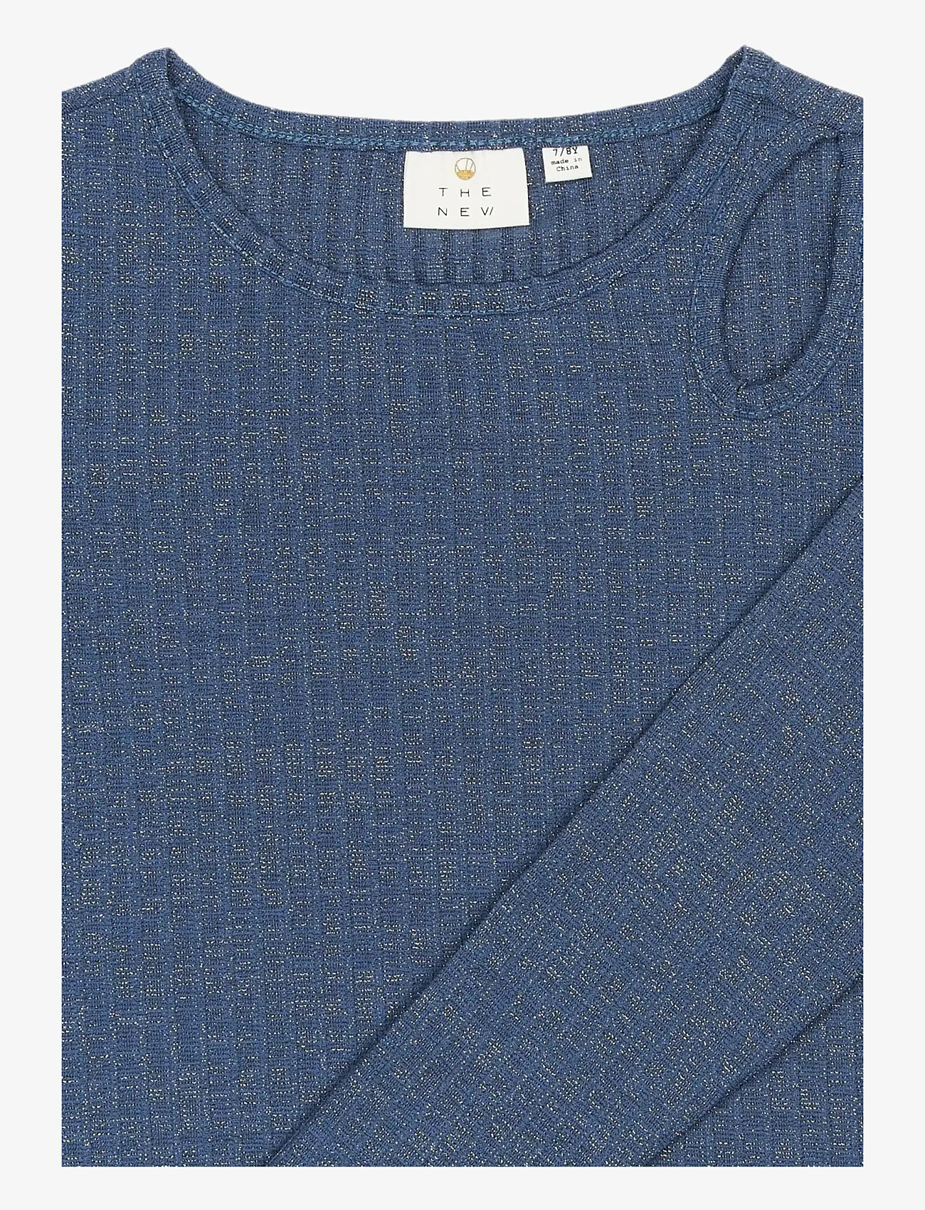 The New - TNRina L_S Glitter Rib Tee - långärmade t-shirts - navy blazer - 3