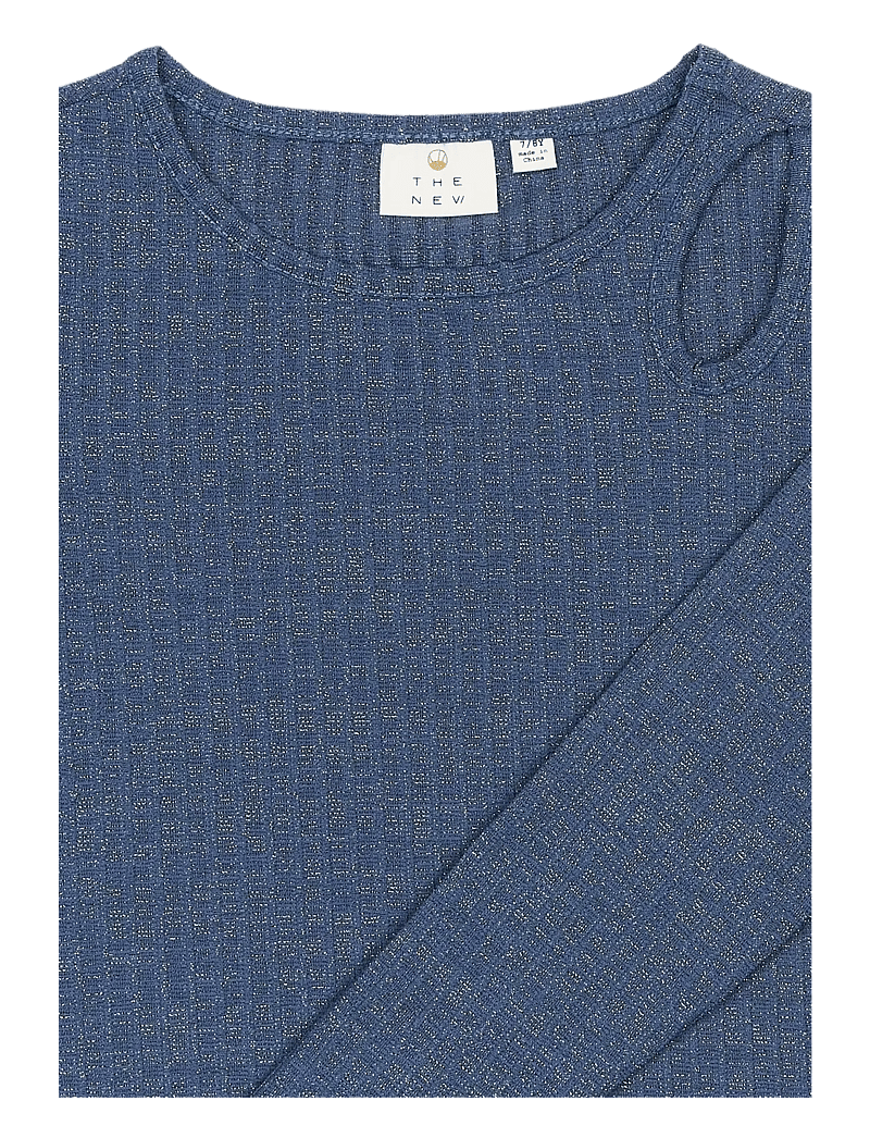 The New - TNRina L_S Glitter Rib Tee - långärmade t-shirts - navy blazer - 3
