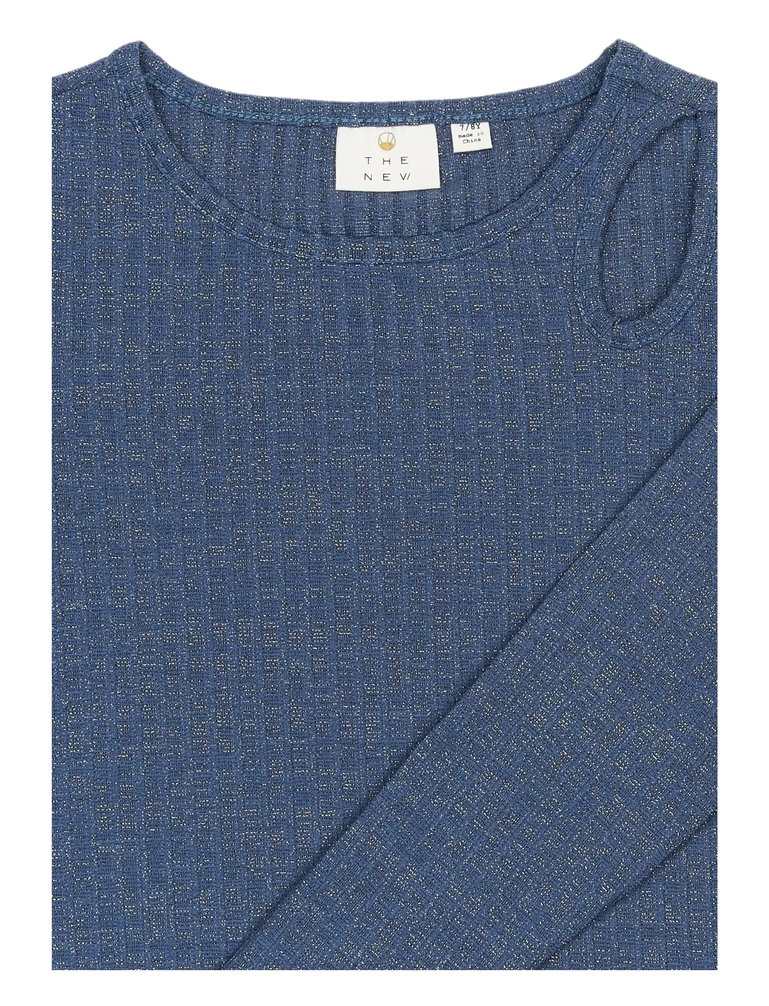 The New - TNRina L_S Glitter Rib Tee - toppar & t-shirts - navy blazer - 3
