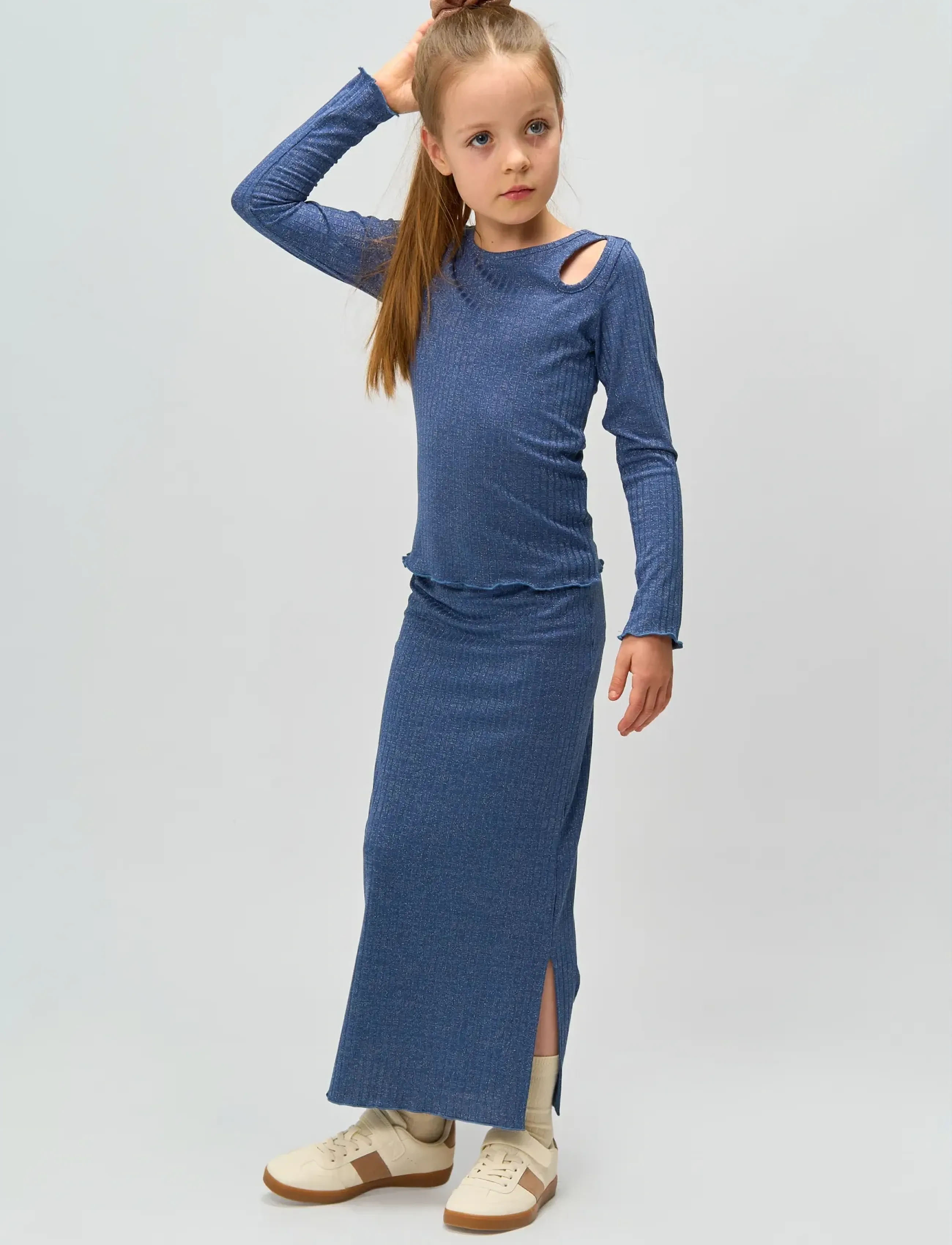 The New TNRina Long Glitter Rib Skirt - Maxikjolar - NAVY BLAZER / blue