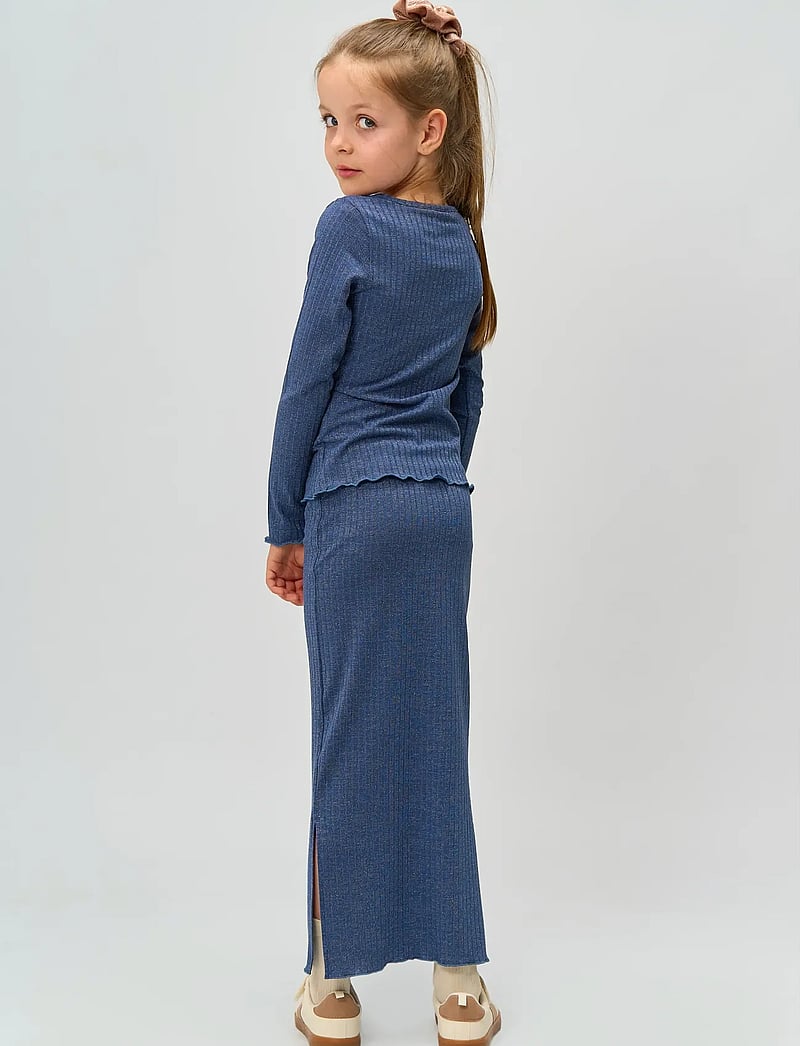 The New - TNRina Long Glitter Rib Skirt - maxi skirt - navy blazer - 3
