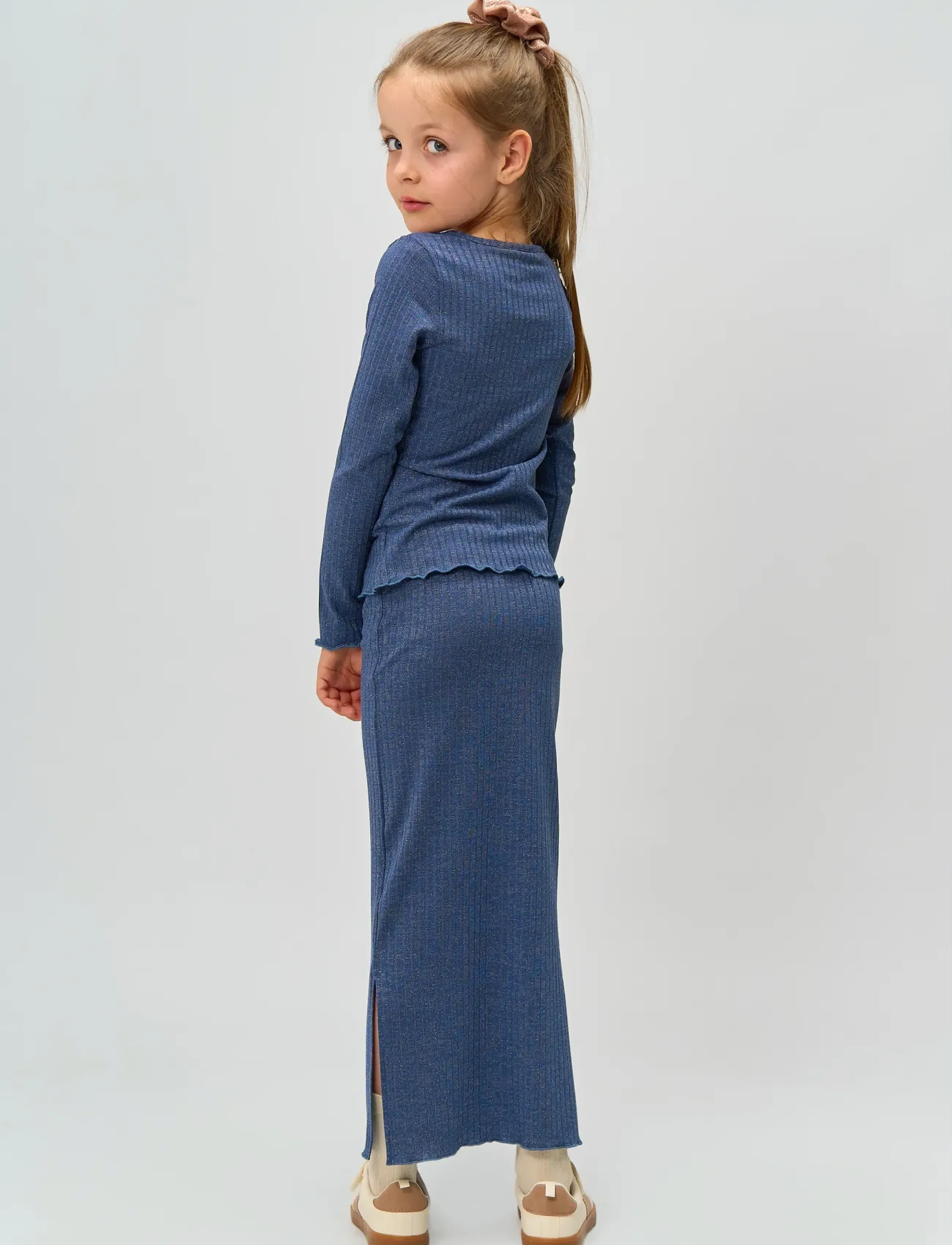 The New - TNRina Long Glitter Rib Skirt - navy blazer - 3