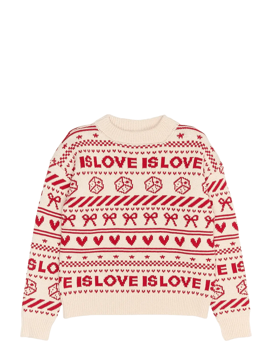 The New - TNRaline Jacquard Pullover - neulepuserot - gardenia aop - 1