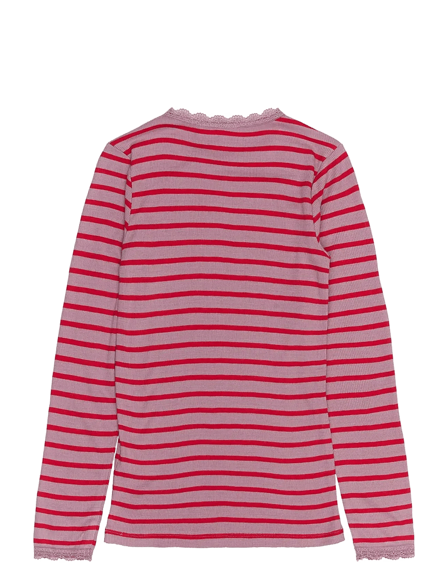 The New - TNRasmine L_S Rib Tee - mauve shadows striped - 1