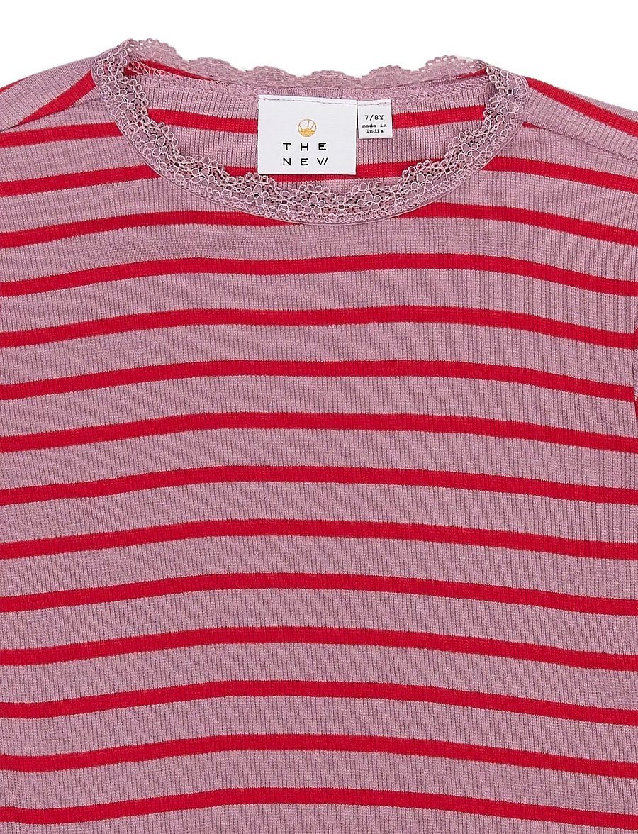 The New - TNRasmine L_S Rib Tee - mauve shadows striped - 2