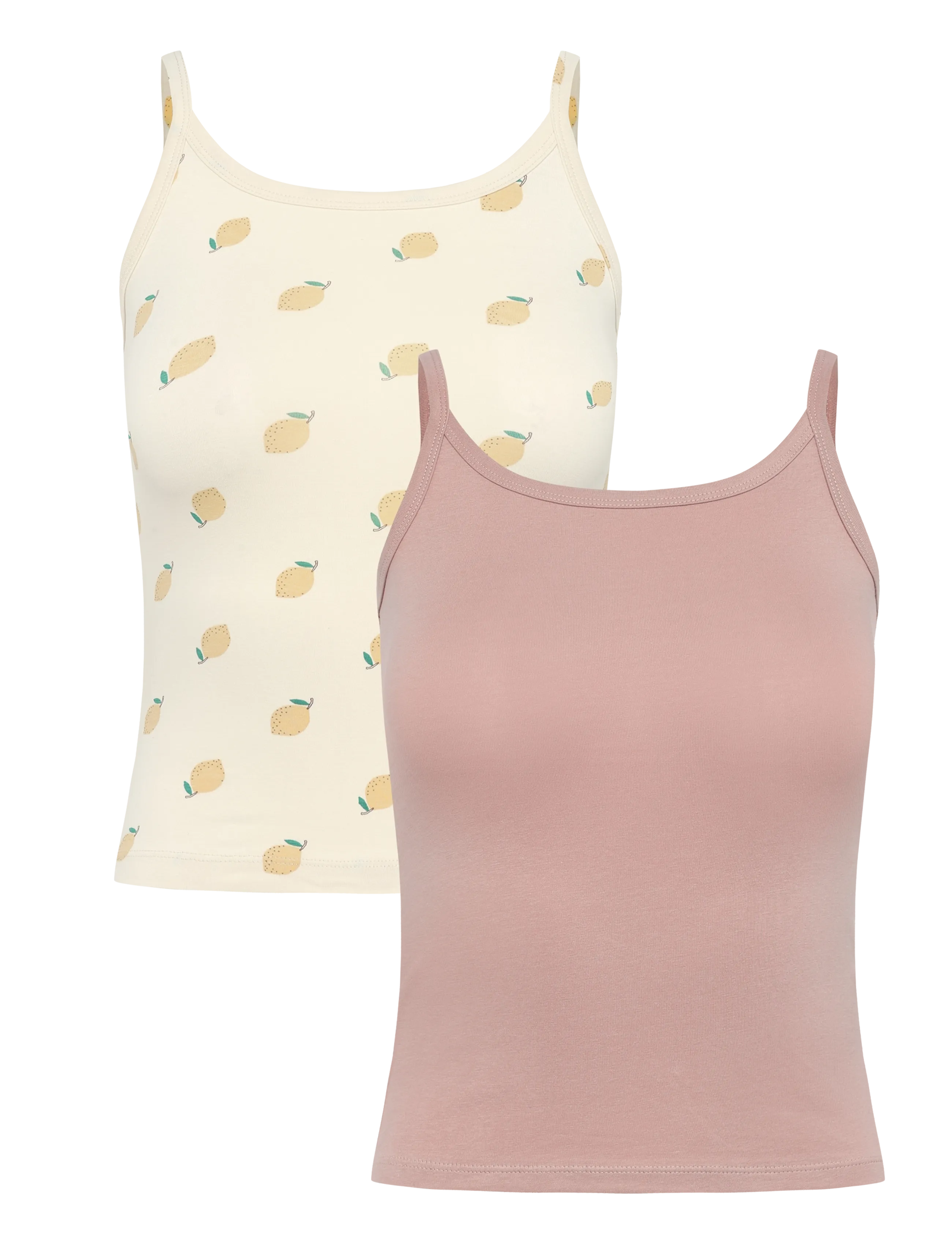 The New TNTHE NEW Strap Top 2-Pack Exp - Shoppa efter storlek - WHITE SWAN LEMON AOP / cream