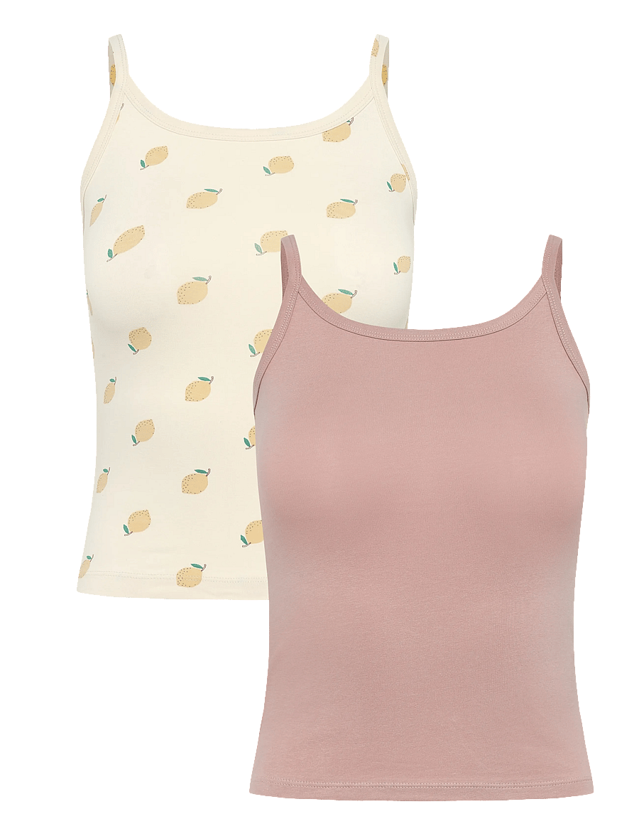 The New - TNTHE NEW Strap Top 2-Pack Exp - overdele - white swan lemon aop - 0