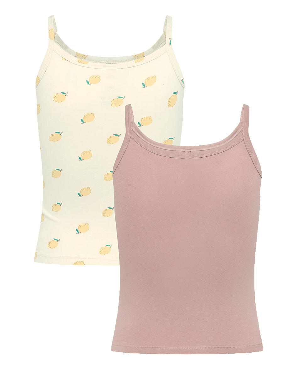 The New - TNTHE NEW Strap Top 2-Pack Exp - overdele - white swan lemon aop - 1