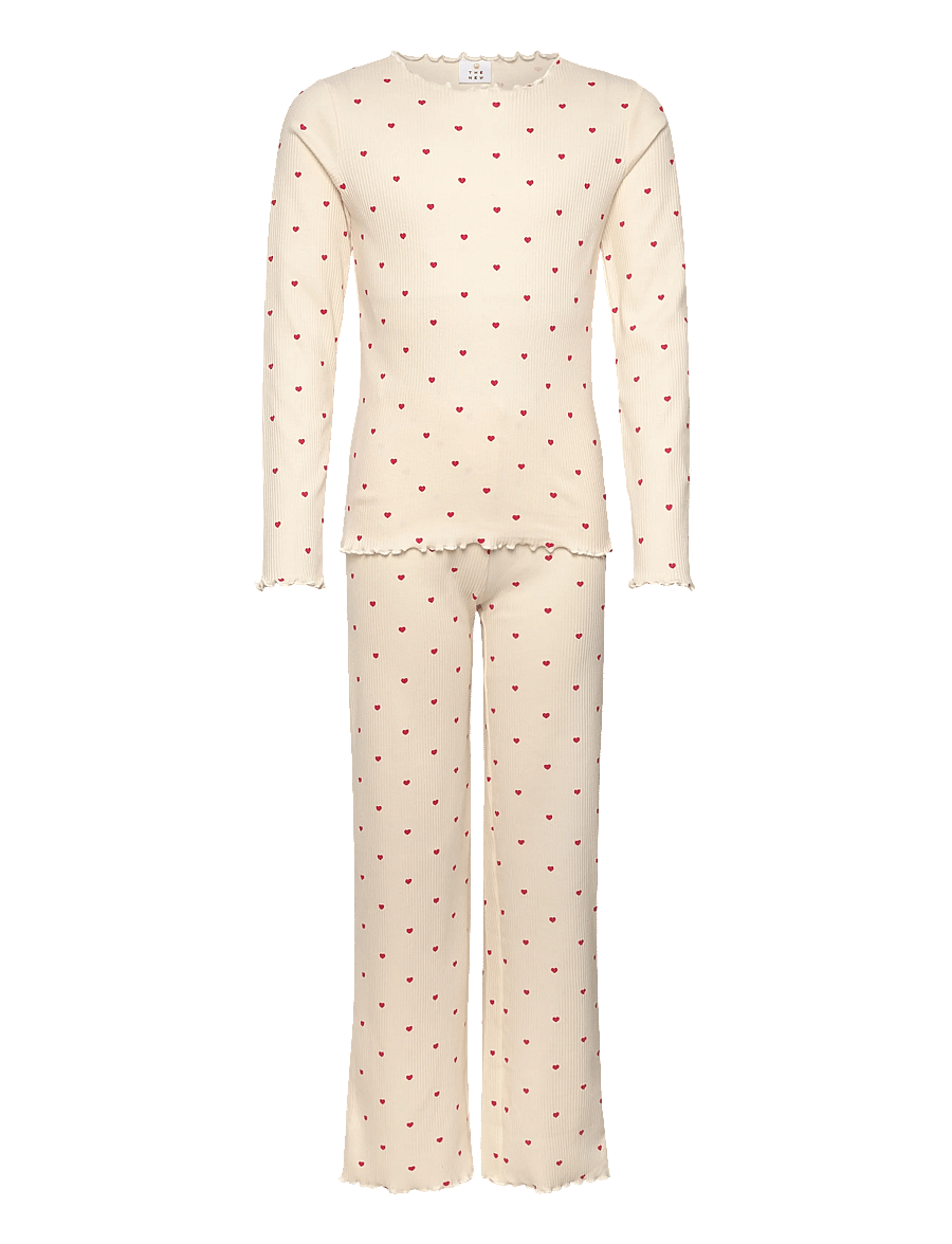 The New - TNHoliday Heart Rib Night Set - gardenia aop - 1