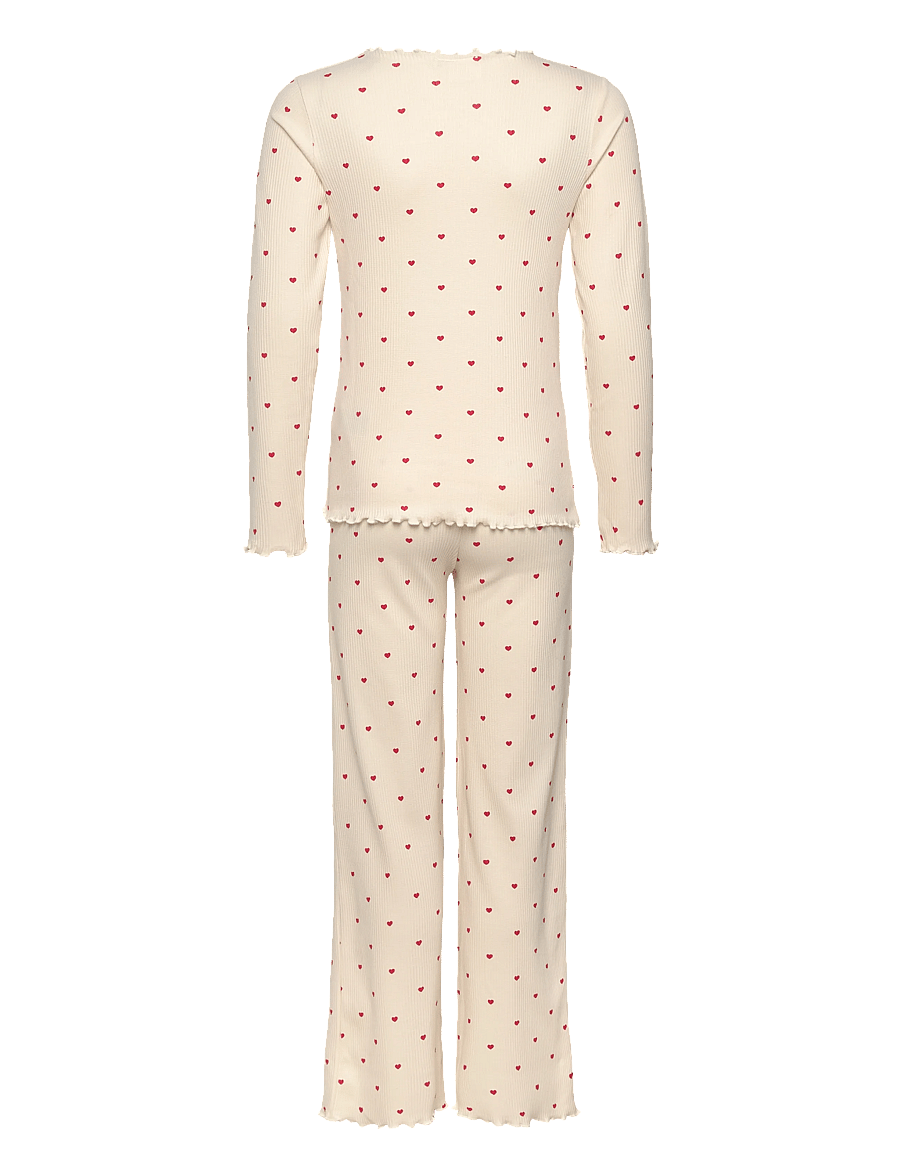 The New - TNHoliday Heart Rib Night Set - gardenia aop - 2