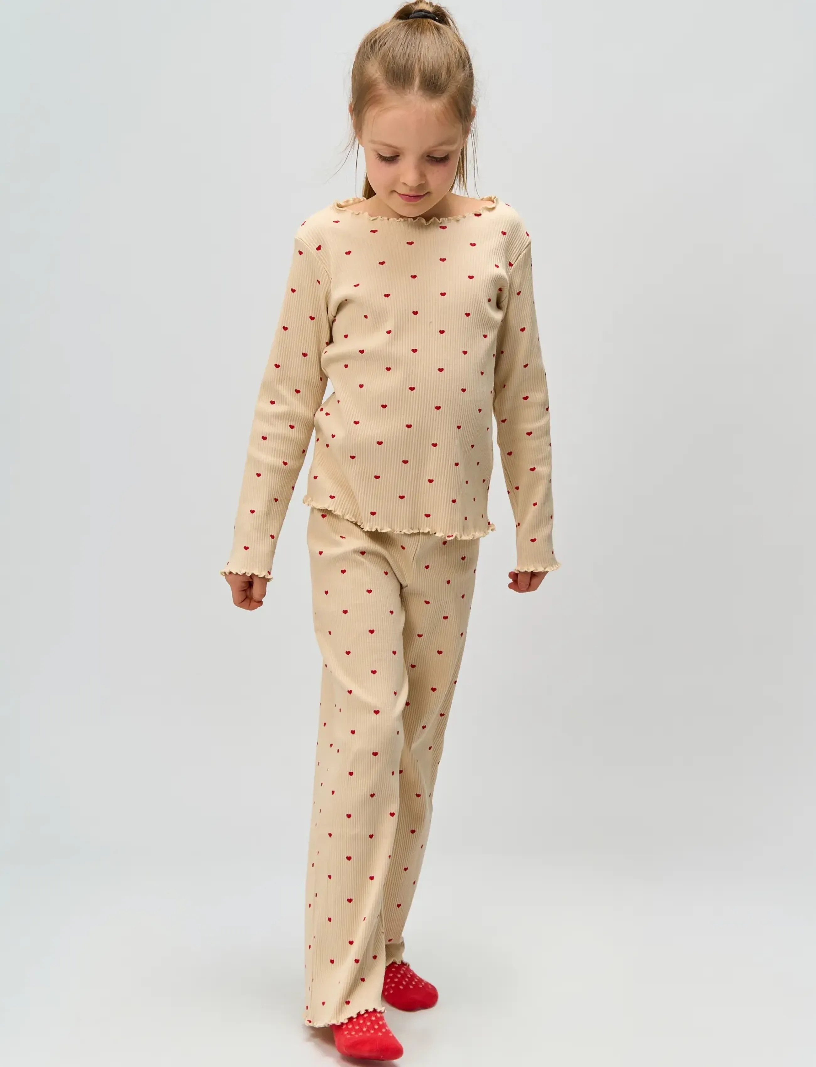 The New - TNHoliday Heart Rib Night Set - gardenia aop - 0