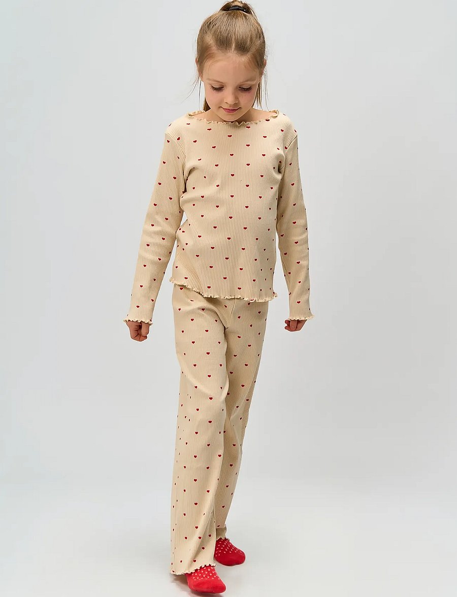 The New - TNHoliday Heart Rib Night Set - gardenia aop - 0