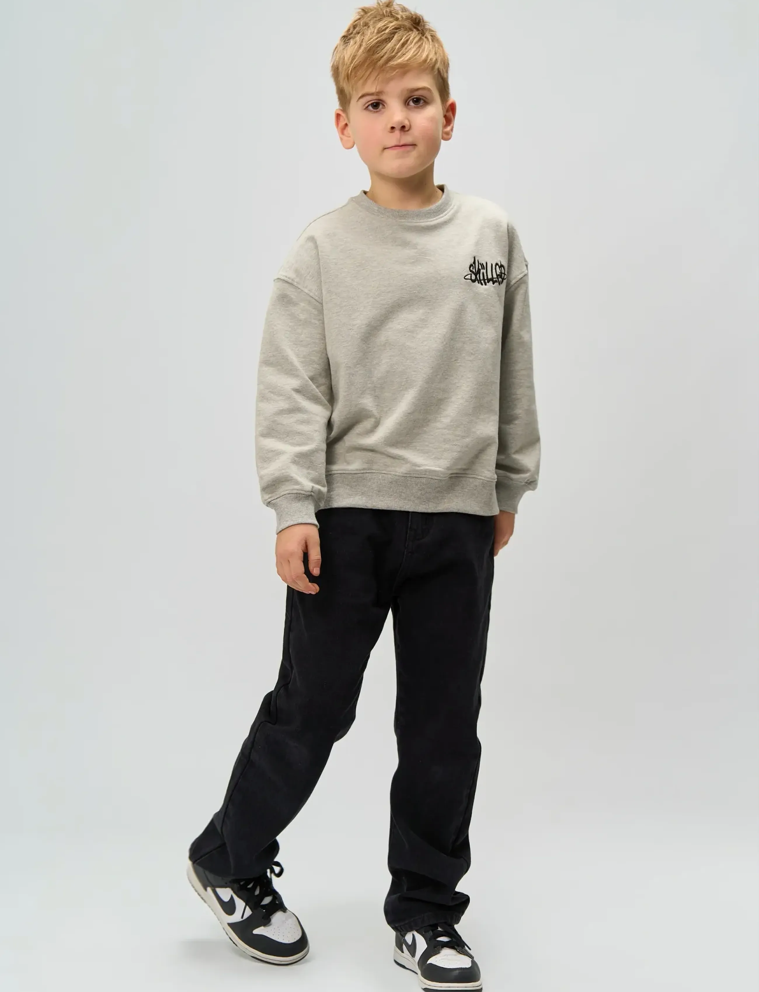 The New Tnron Melange Os Sweatshirt, Børn, Oversize Sweatshirt, Grå, Str: 110/116