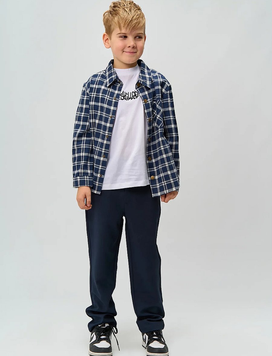 The New - TNRonan OS L_S Flannel Shirt - langärmlige hemden - navy blazer check - 0