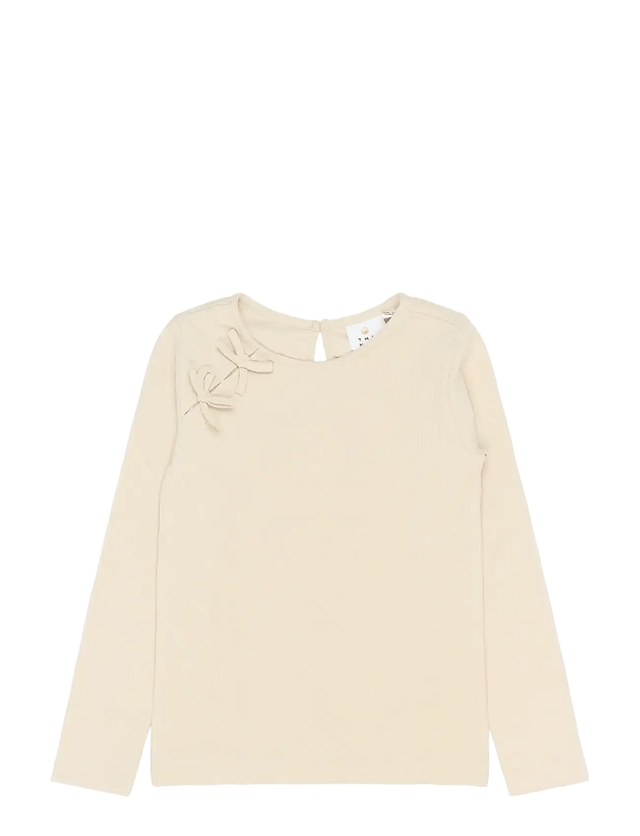 The New - TNSigga L_S Rib Tee - pikkade varrukatega t-särgid - gardenia - 1